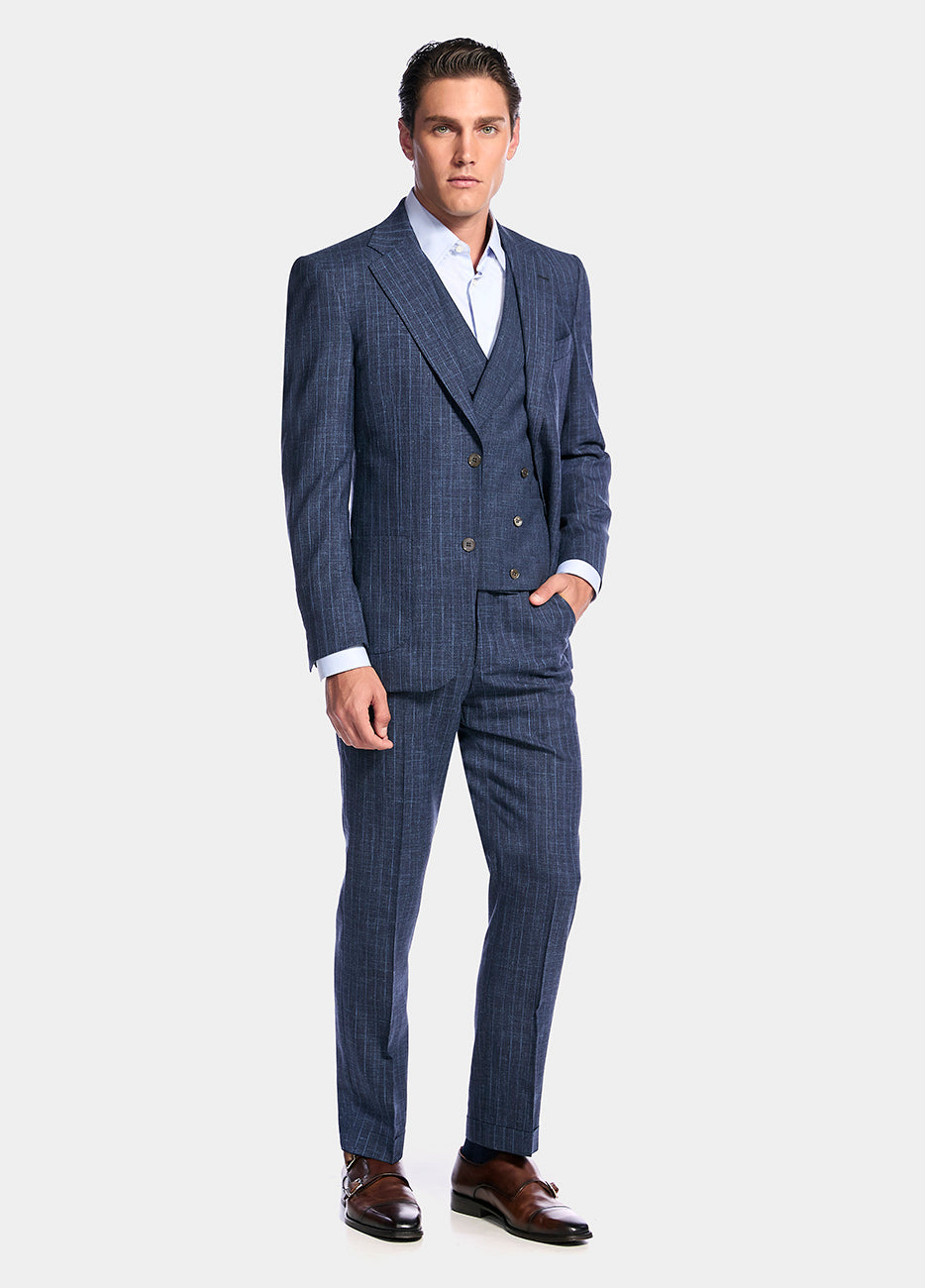 Traje Color Azul Con Rayas