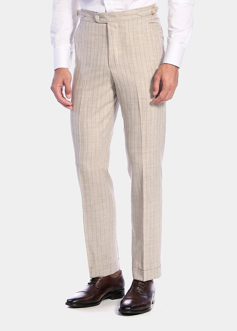 HAVOC Pantalón Color  Beige Con Rayas Cafes