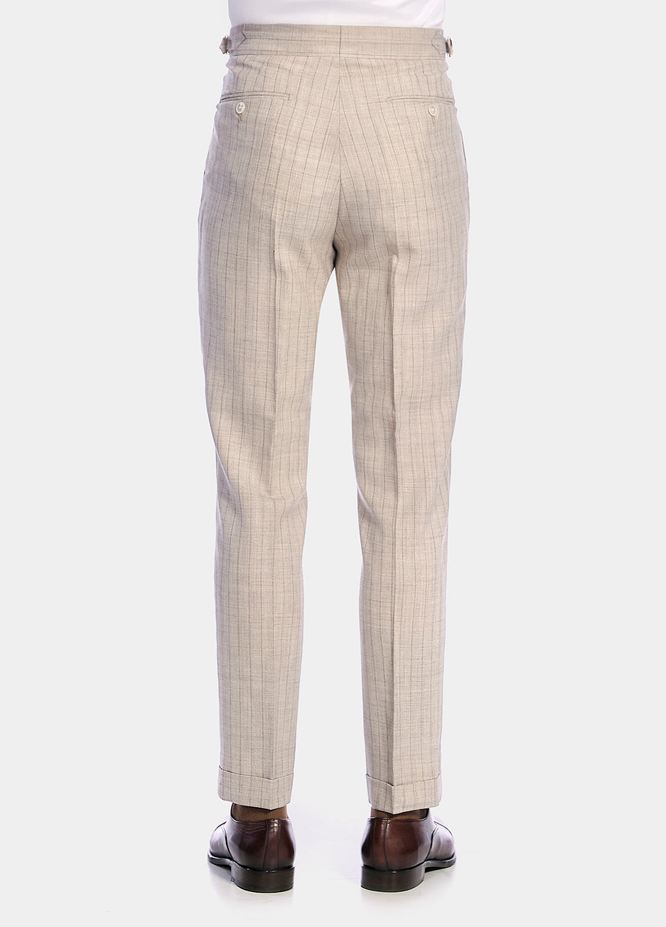 HAVOC Pantalón Color  Beige Con Rayas Cafes
