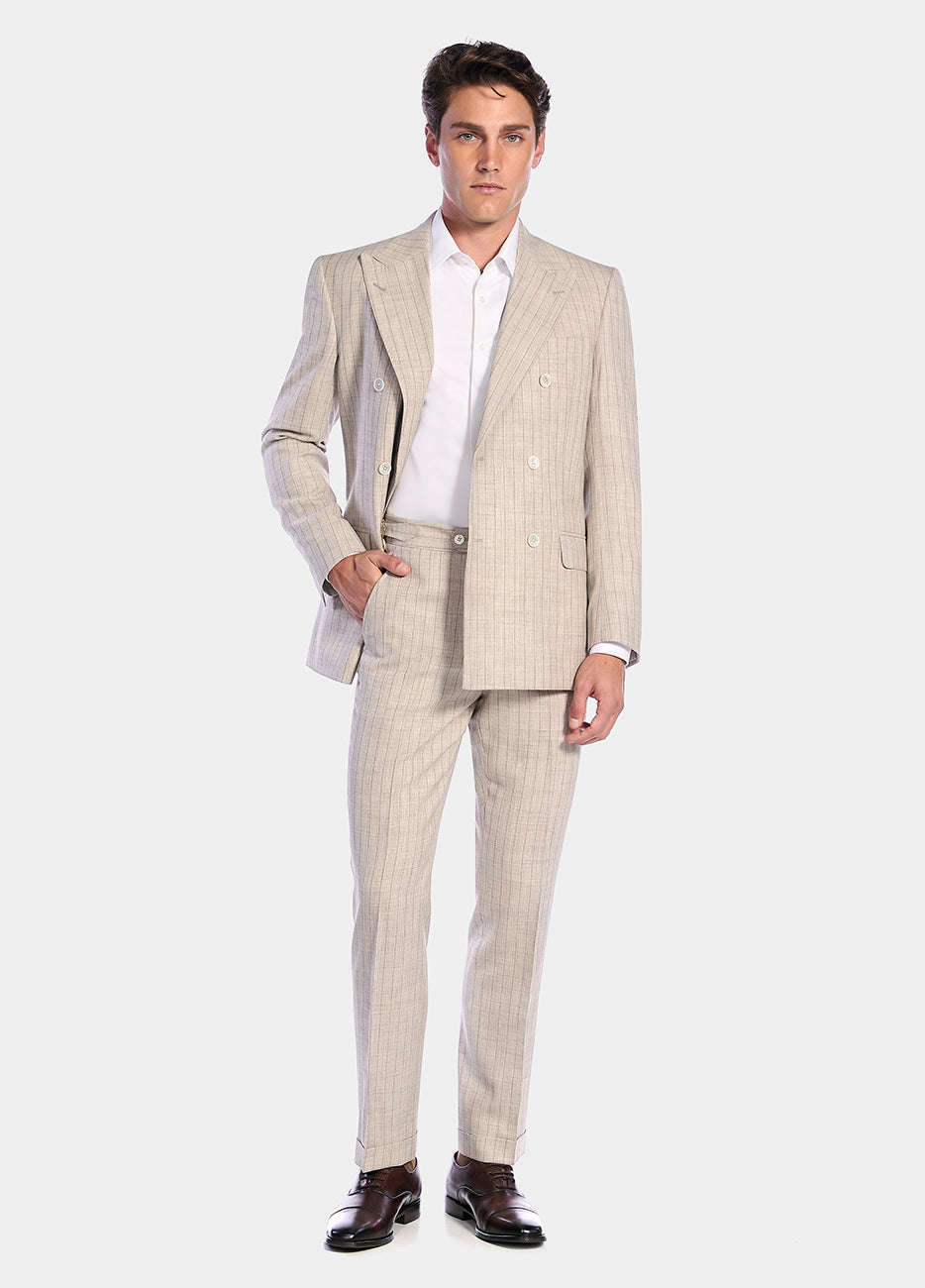 HAVOC Traje Color  Beige Con Rayas Cafes