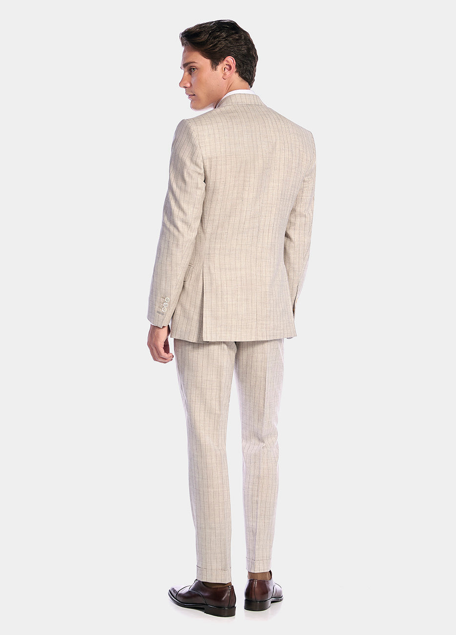 HAVOC Traje Color  Beige Con Rayas Cafes