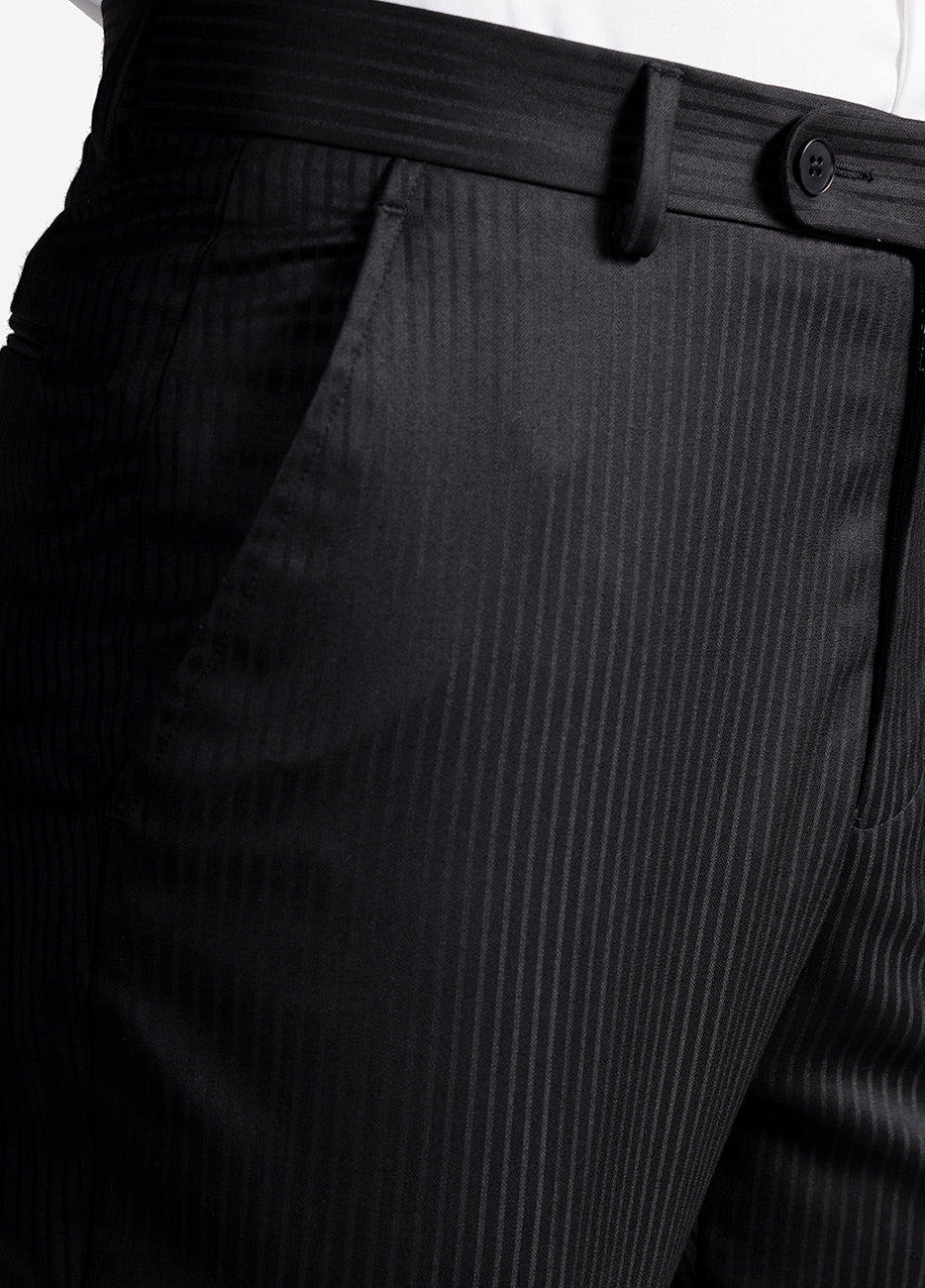 Pantalón Negro Rayas A Tono Ap