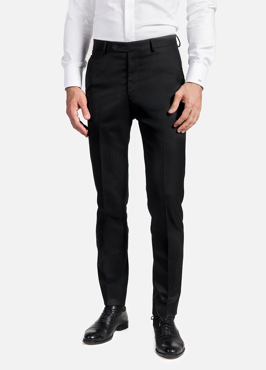 Pantalón Negro Rayas A Tono Ap| HAVOC