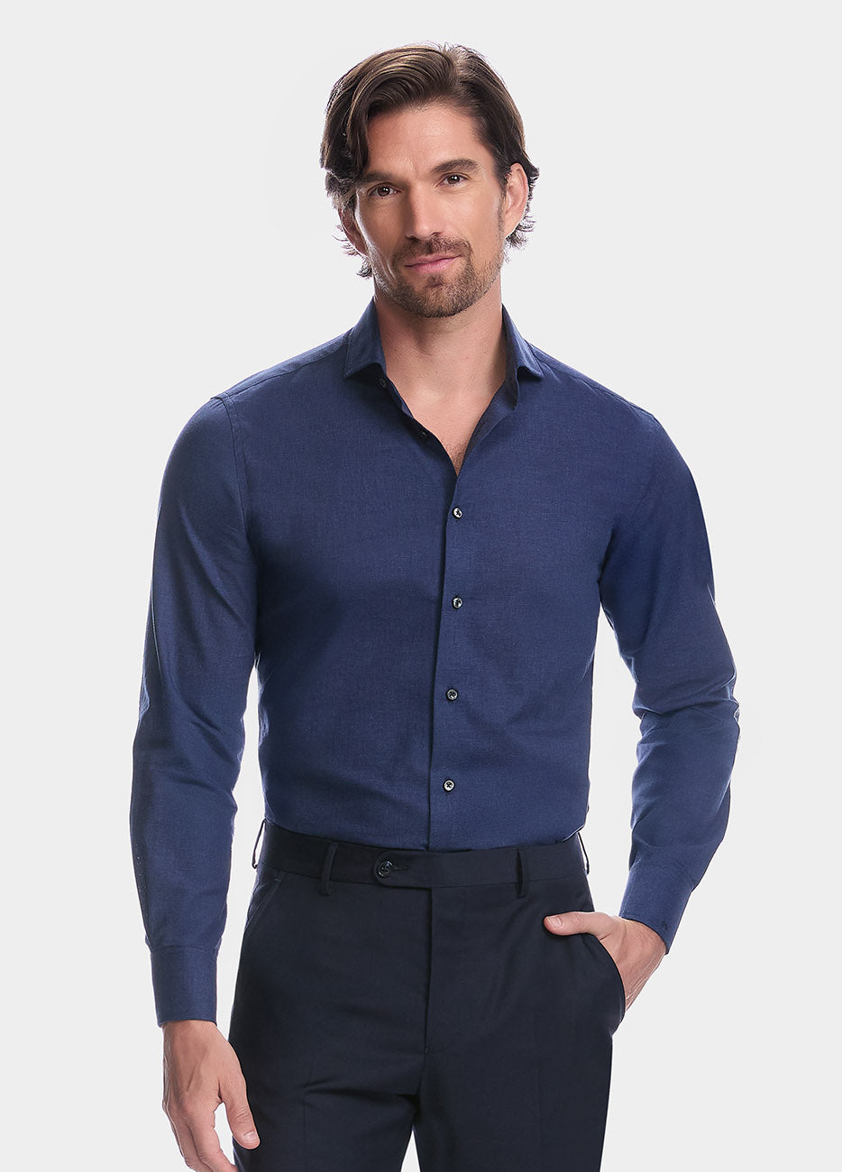 Havoc Camisa Lisa Azul Jaspeado
