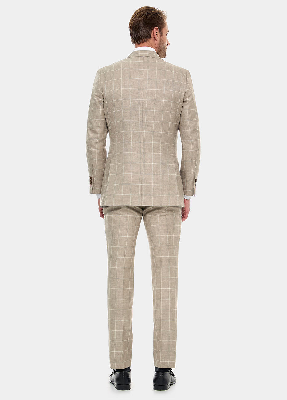 Traje Cuadro Ventana Ocre Y Camel