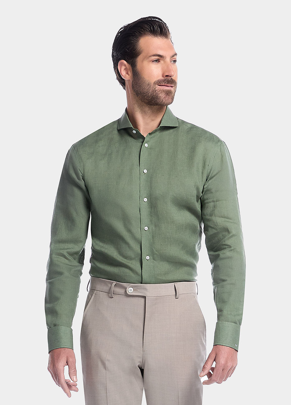 Camisa Lisa Verde Olivo