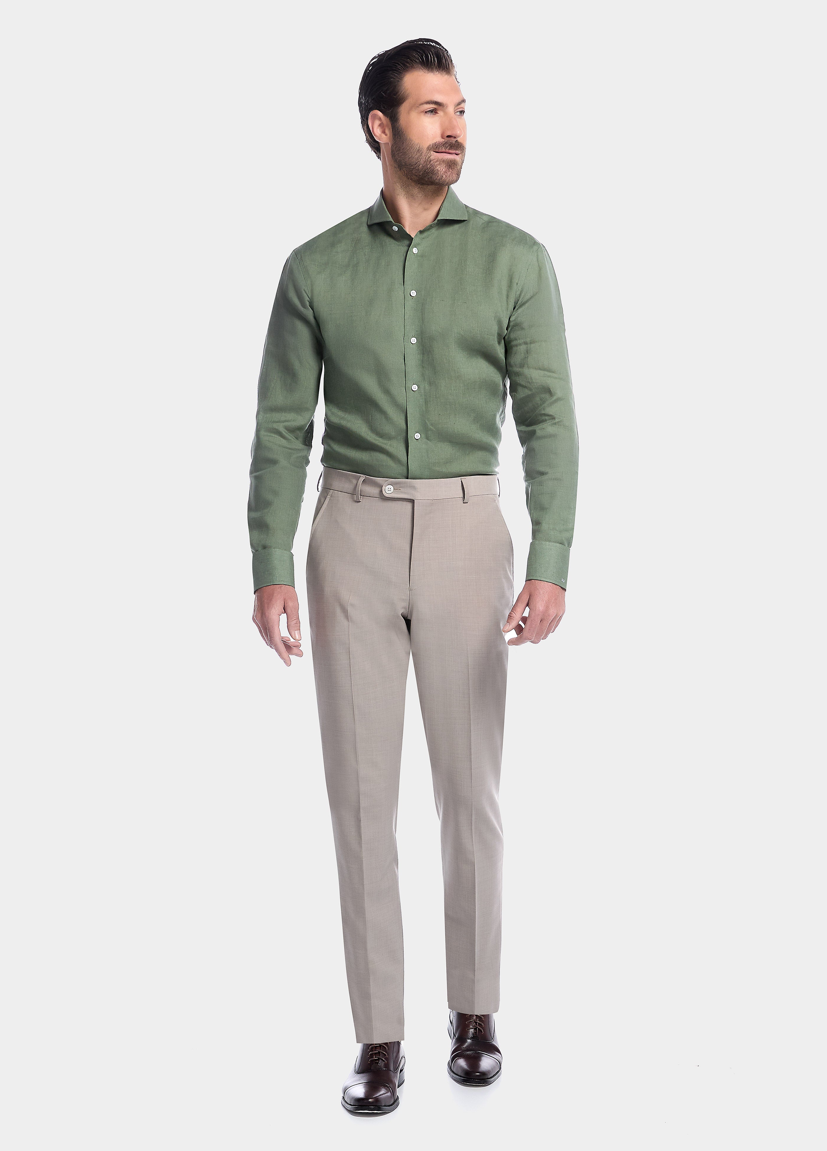 Camisa Lisa Verde Olivo