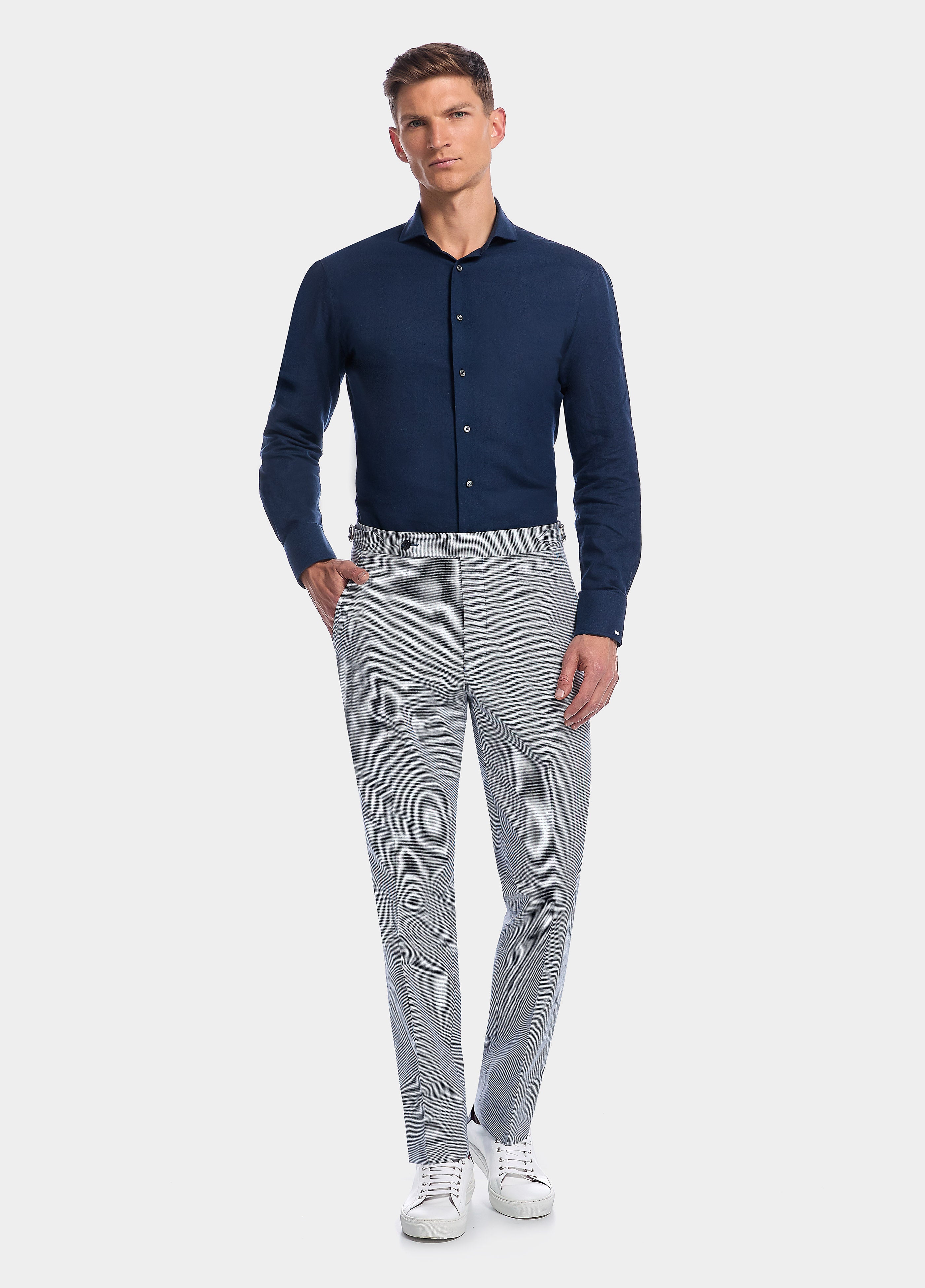 Camisa Lino Lisa Azul Petróleo