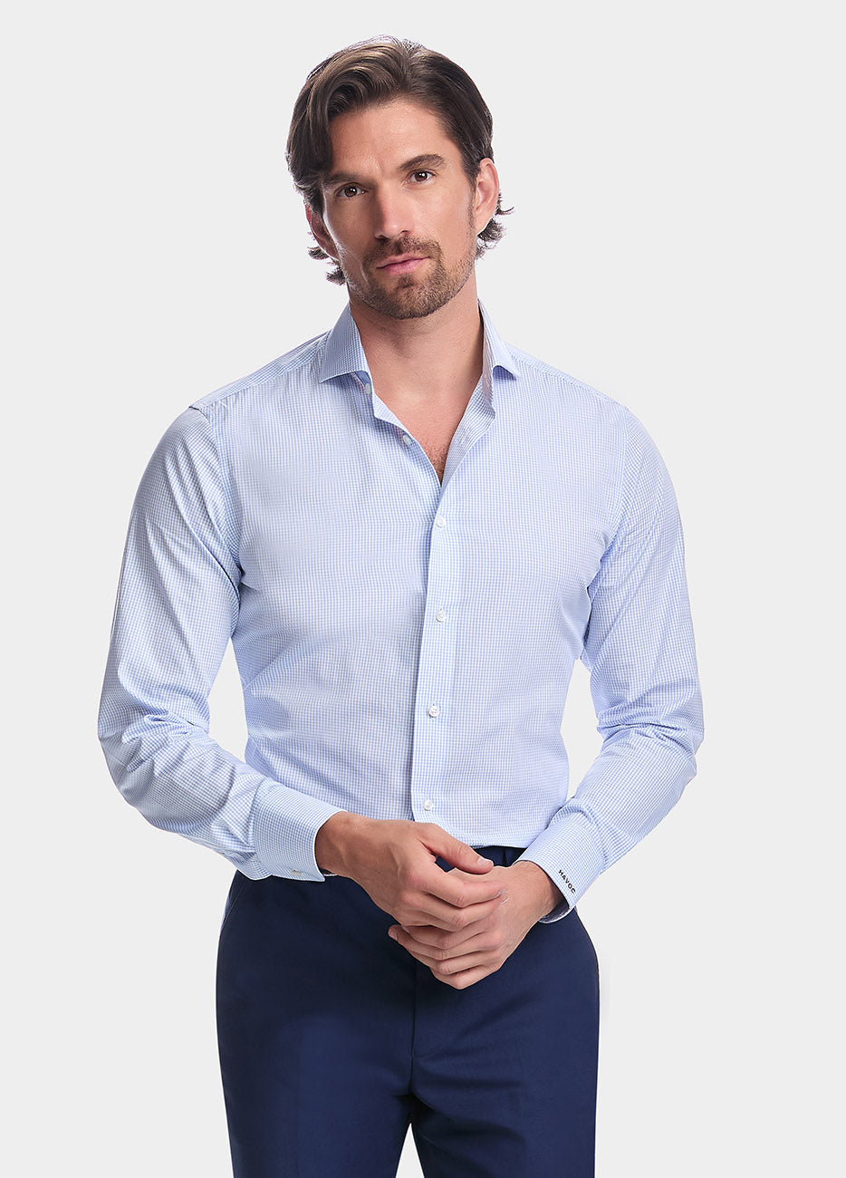 HAVOC Camisa Algodón Cuadro Azul