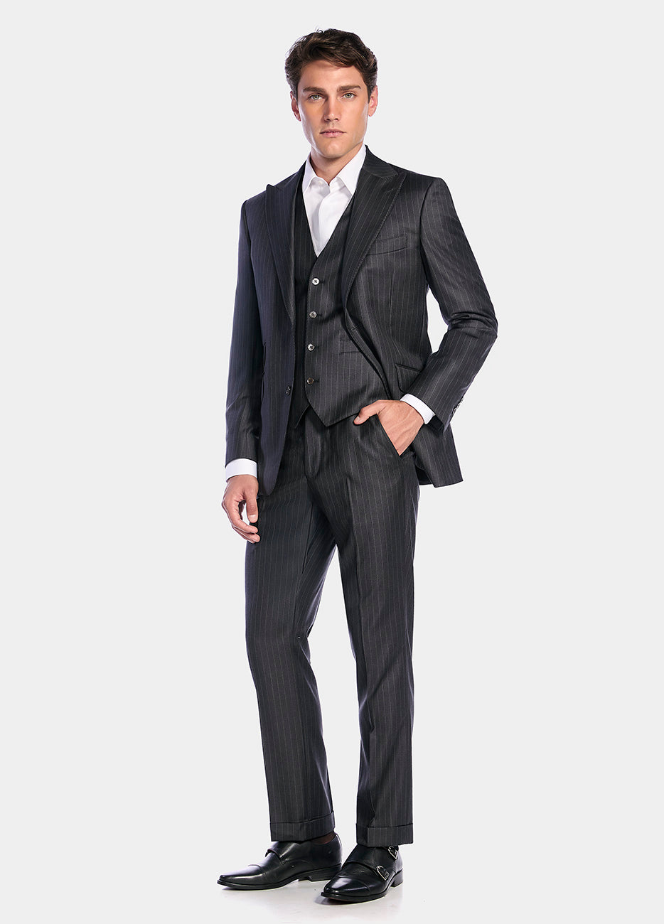HAVOC Traje Gris Obscuro Raya Gris Oxford
