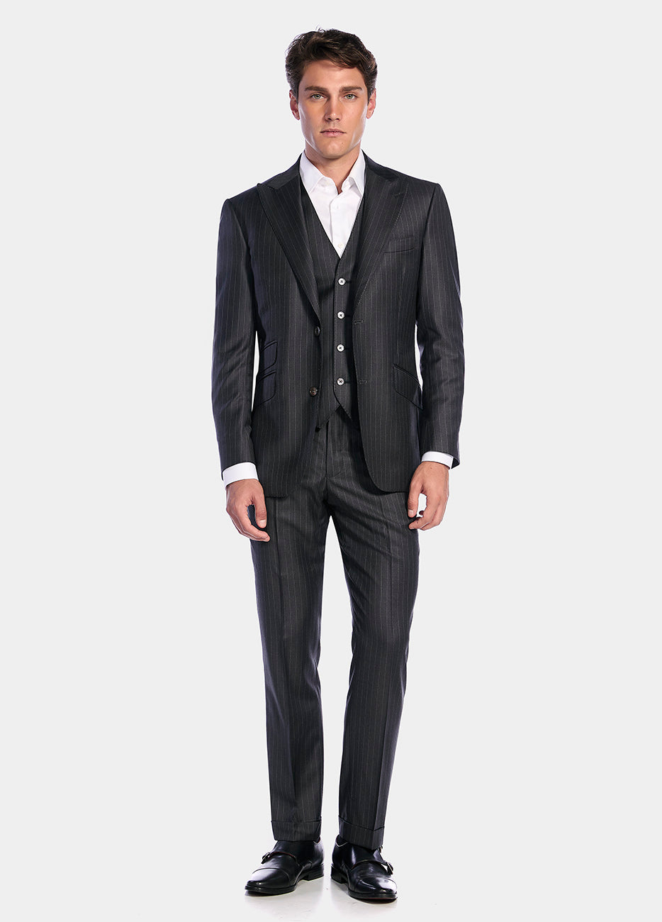 HAVOC Traje Gris Obscuro Raya Gris Oxford
