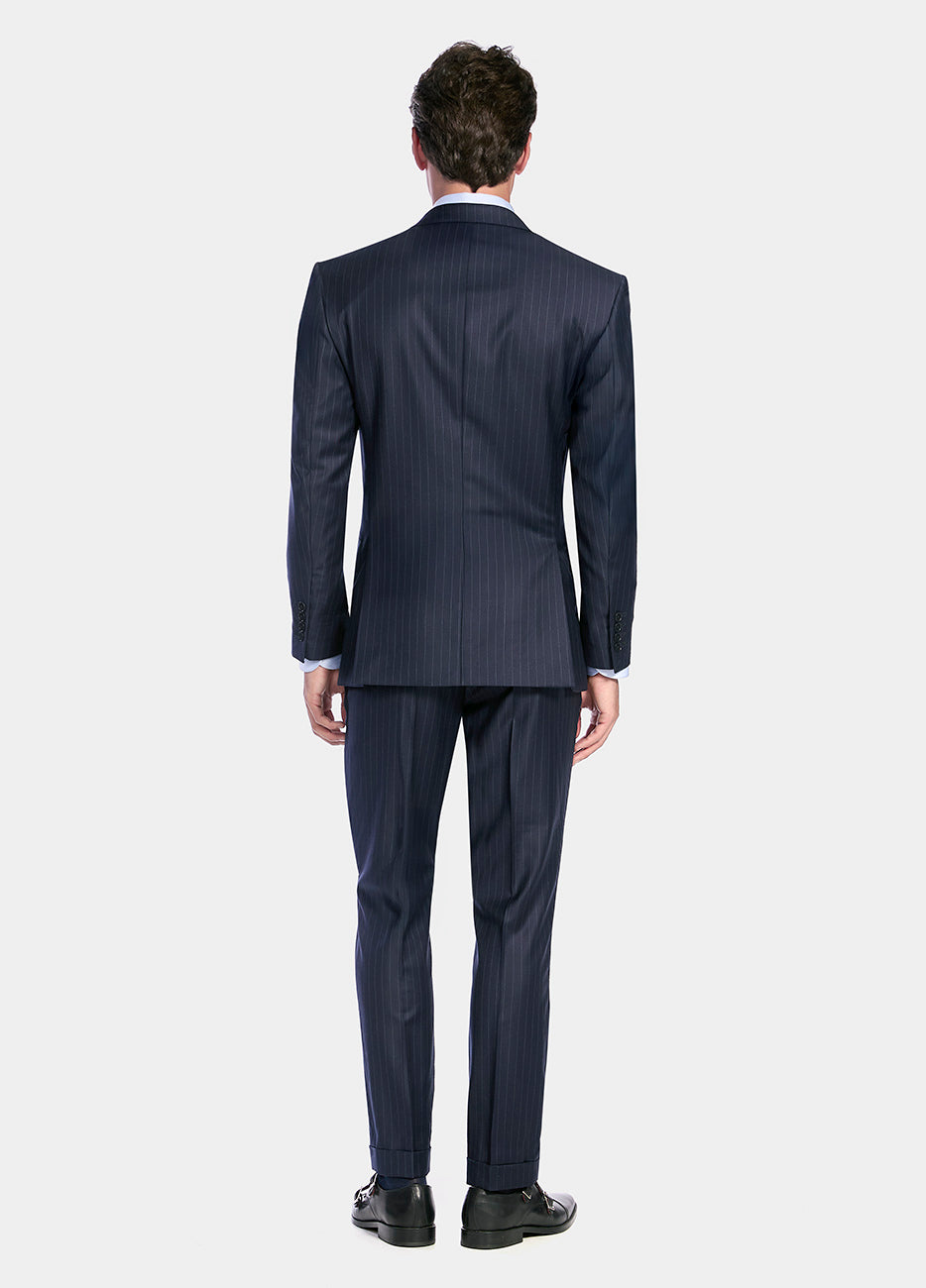 HAVOC Traje Azul Marino Raya Gris Super 150´S