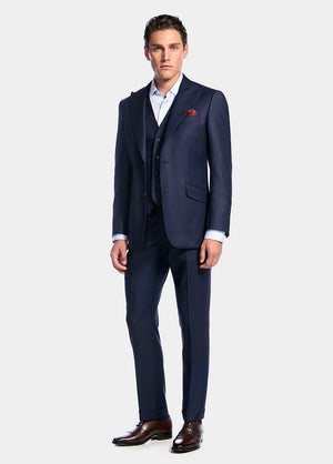 Traje Ojo De Perdiz Azul Medianoche Lana Super 150'S