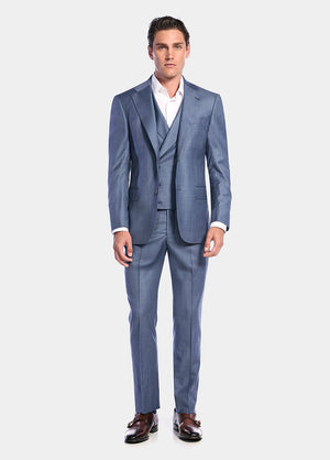 Traje Azul Grisaceo Jaspeado