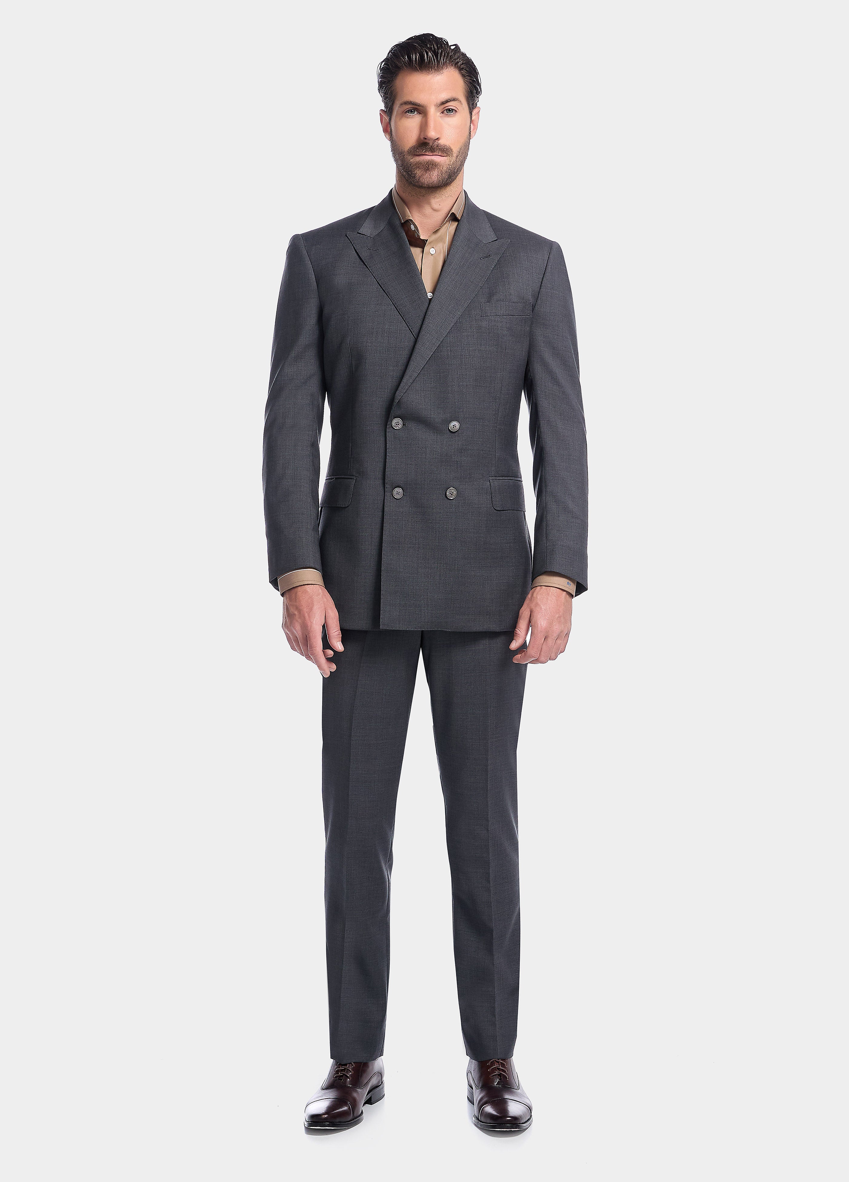 Traje Fil A Fil Gris Oxford