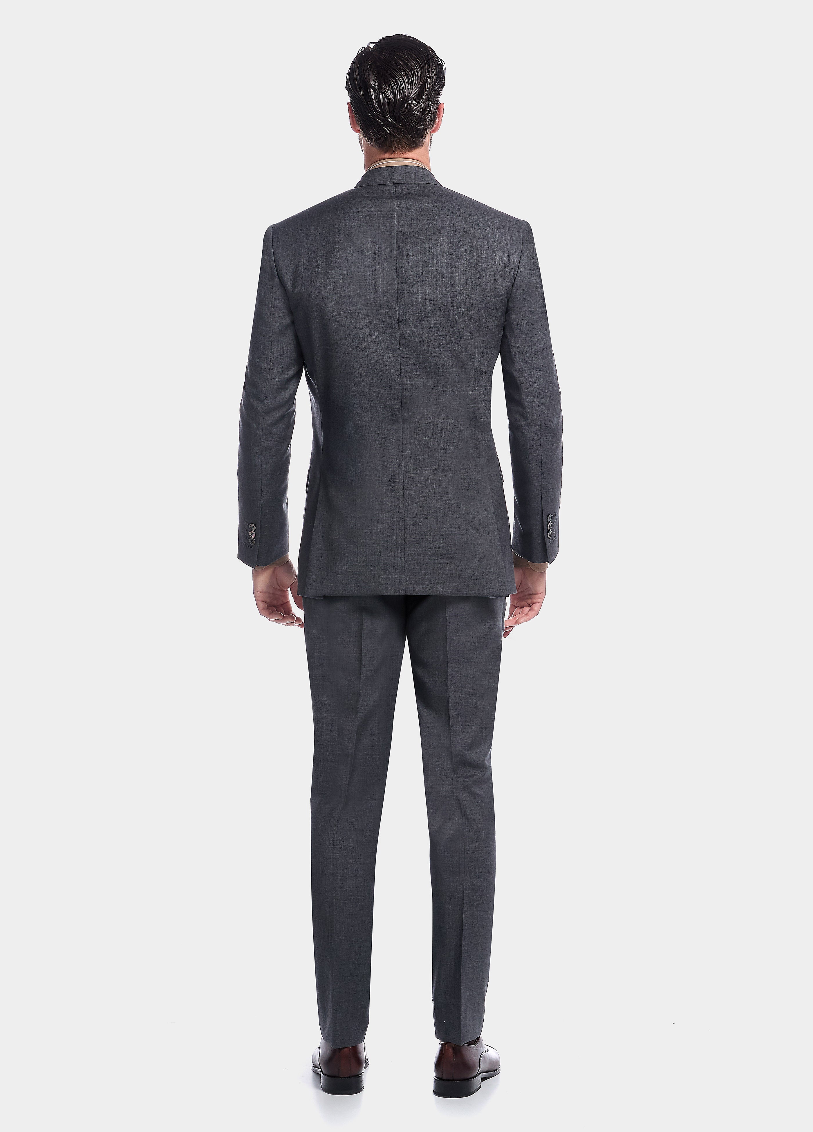 Traje Fil A Fil Gris Oxford