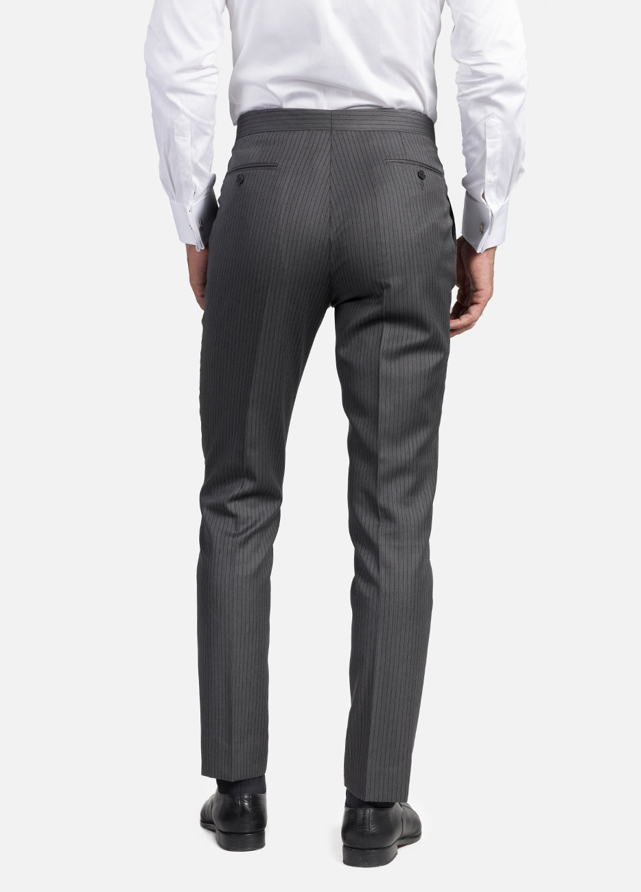 Pantalón Rayas Gris Con Raya Negra Y Blanca