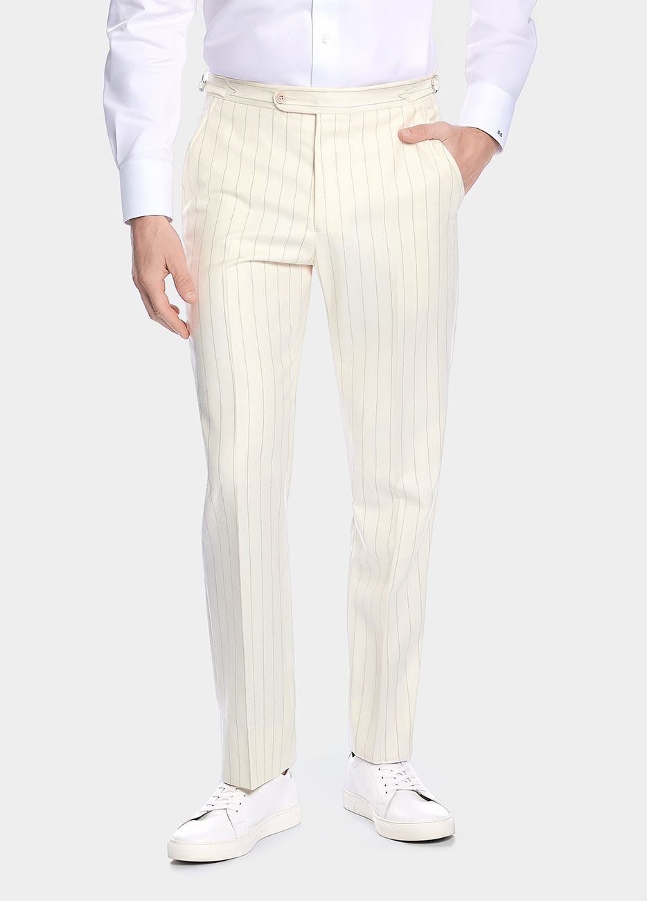 Pantalón Crema Con Linea Gris