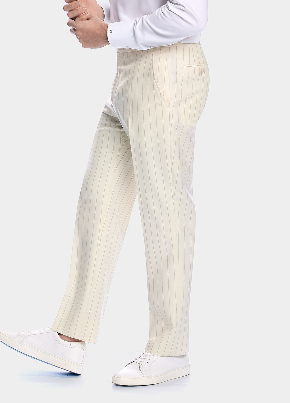 Pantalón Crema Con Linea Gris