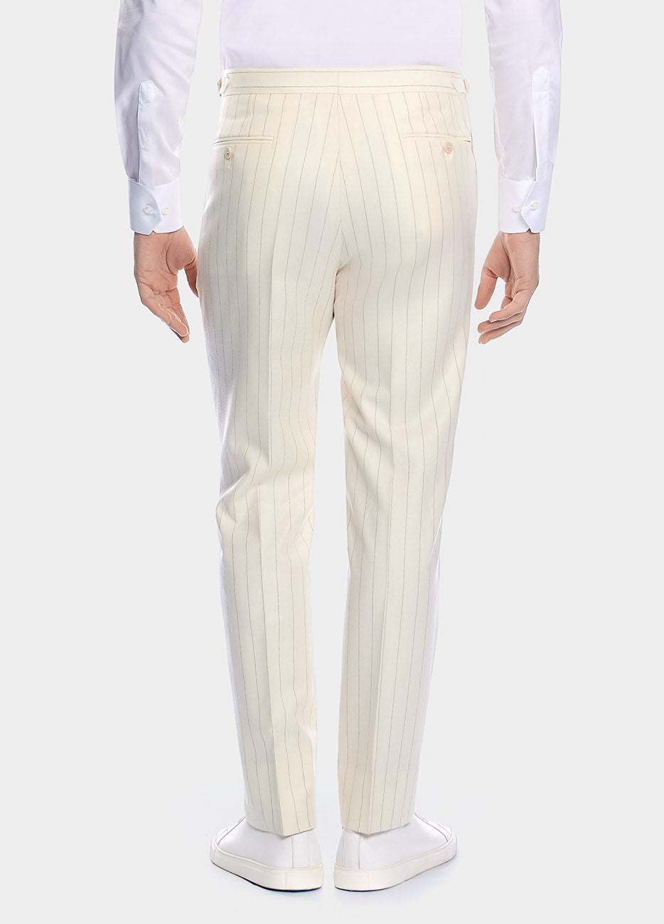 Pantalón Crema Con Linea Gris