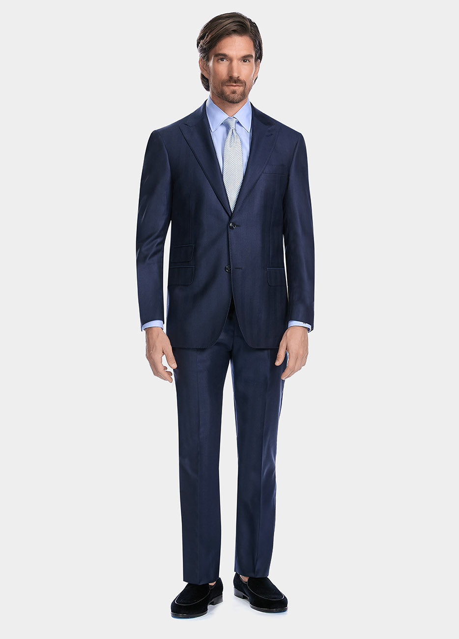 HAVOC Traje Azul Marino De Lana Y Seda