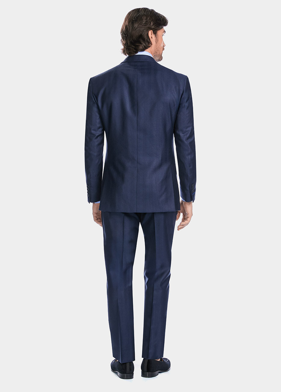 HAVOC Traje Azul Marino De Lana Y Seda