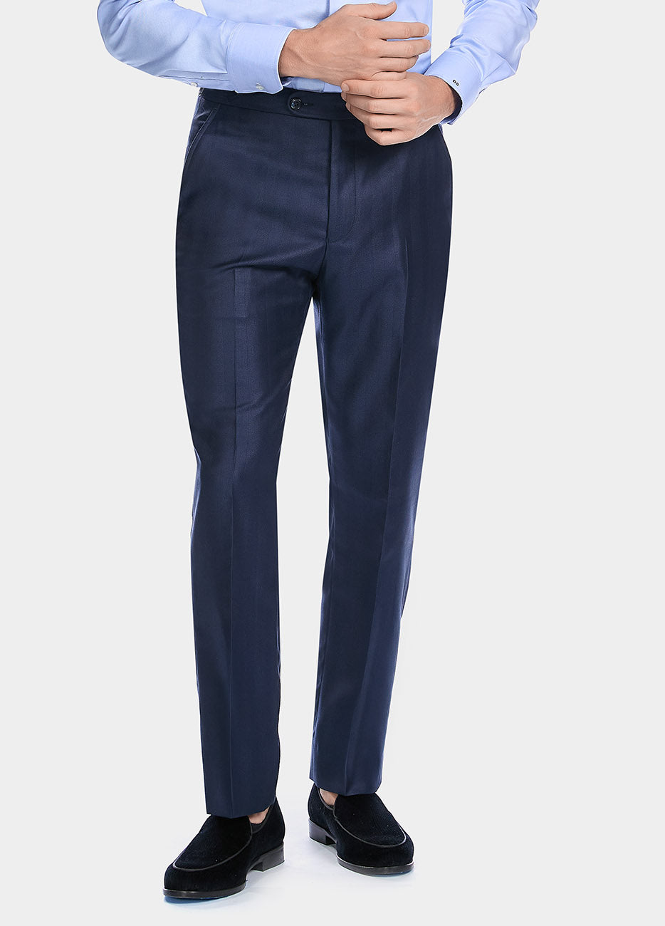 Pantalón Azul Marino De Lana Y Seda