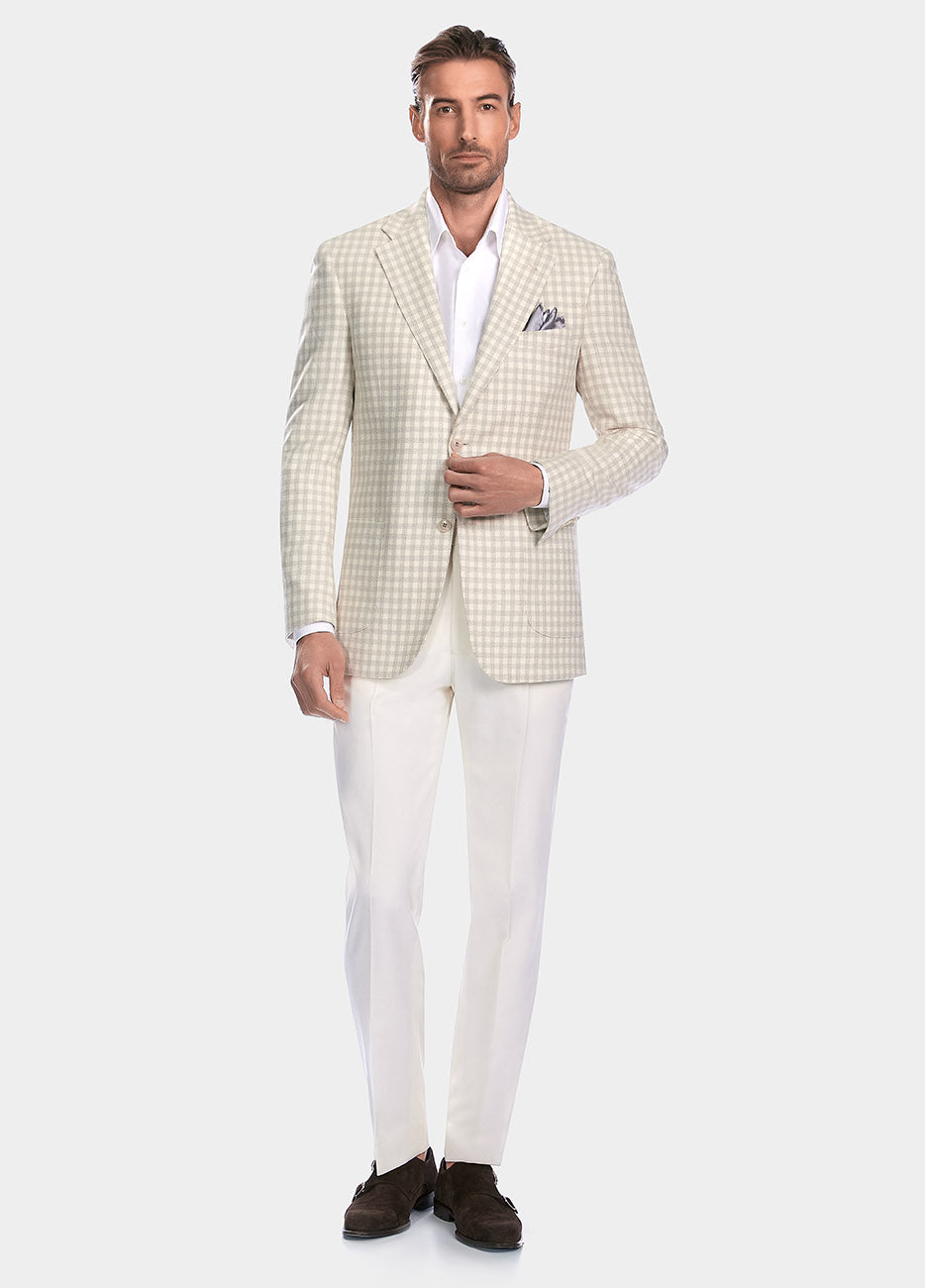 Saco Cuadro Petite Beige Con Gris Aperlado