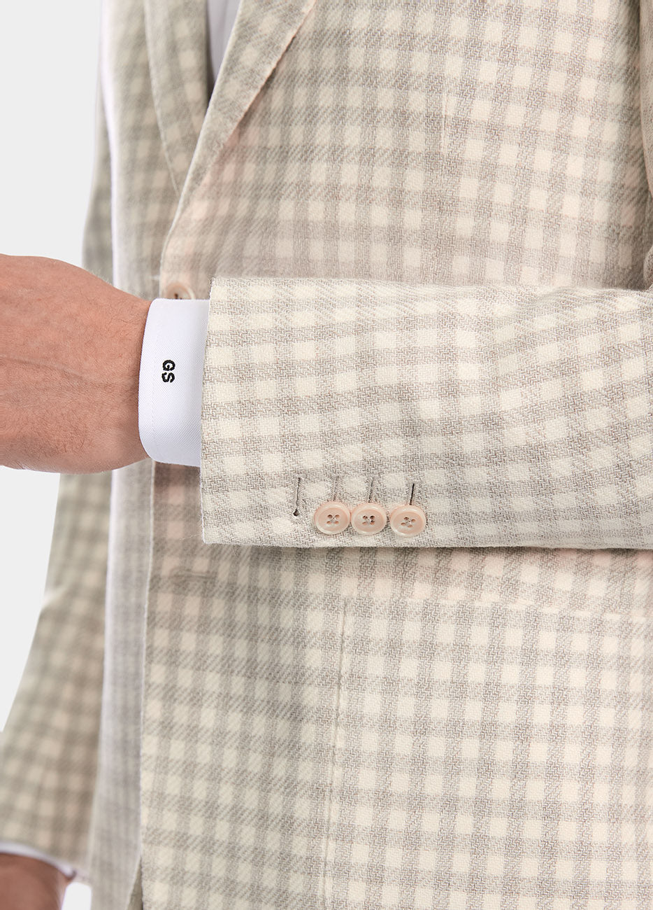 Saco Cuadro Petite Beige Con Gris Aperlado