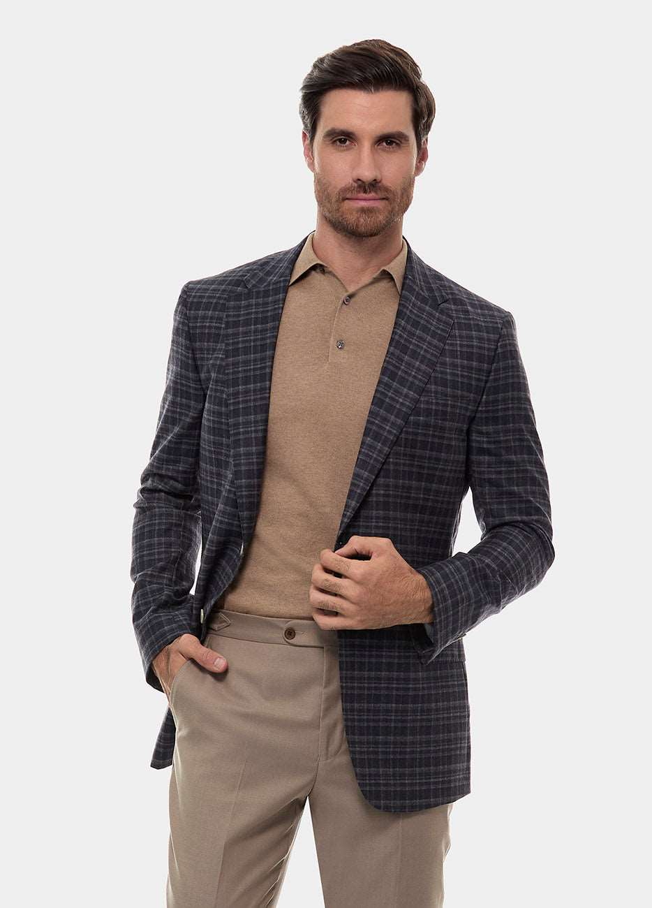Blazer Cuadro Vichy Azul, Café Y Gris| HAVOC
