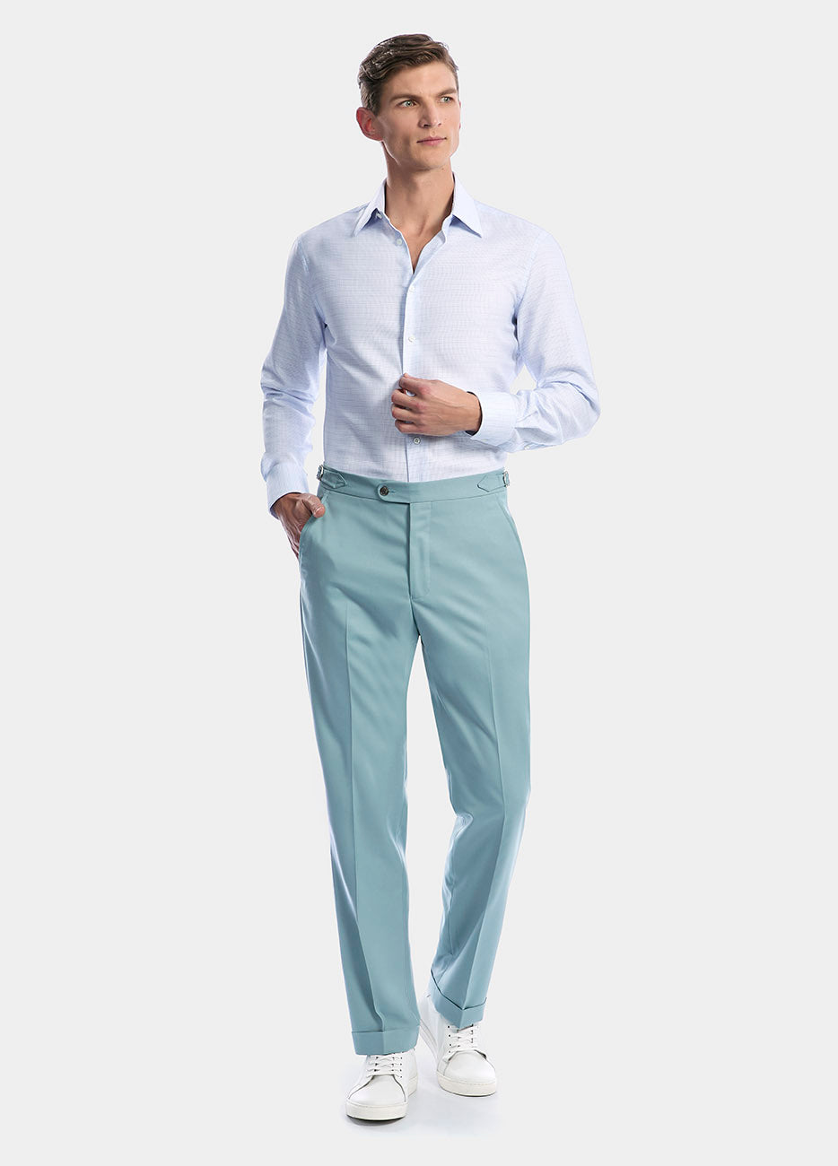 Camisa Microdiseño Blanco Y Azul