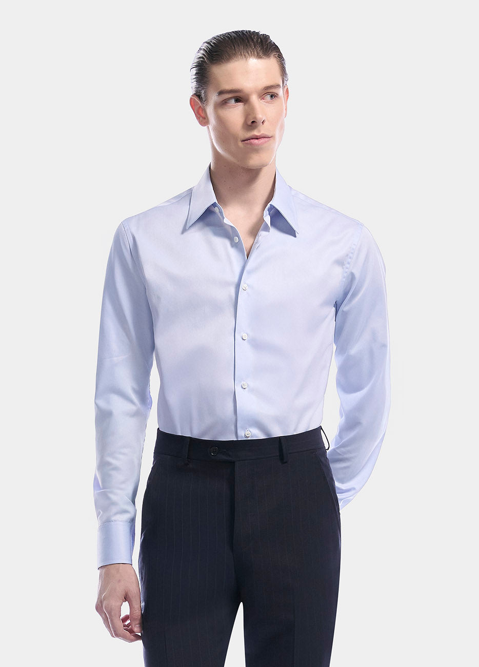 Camisa Azul Cielo. Liso. Twill 120/2. Wrinkle Free