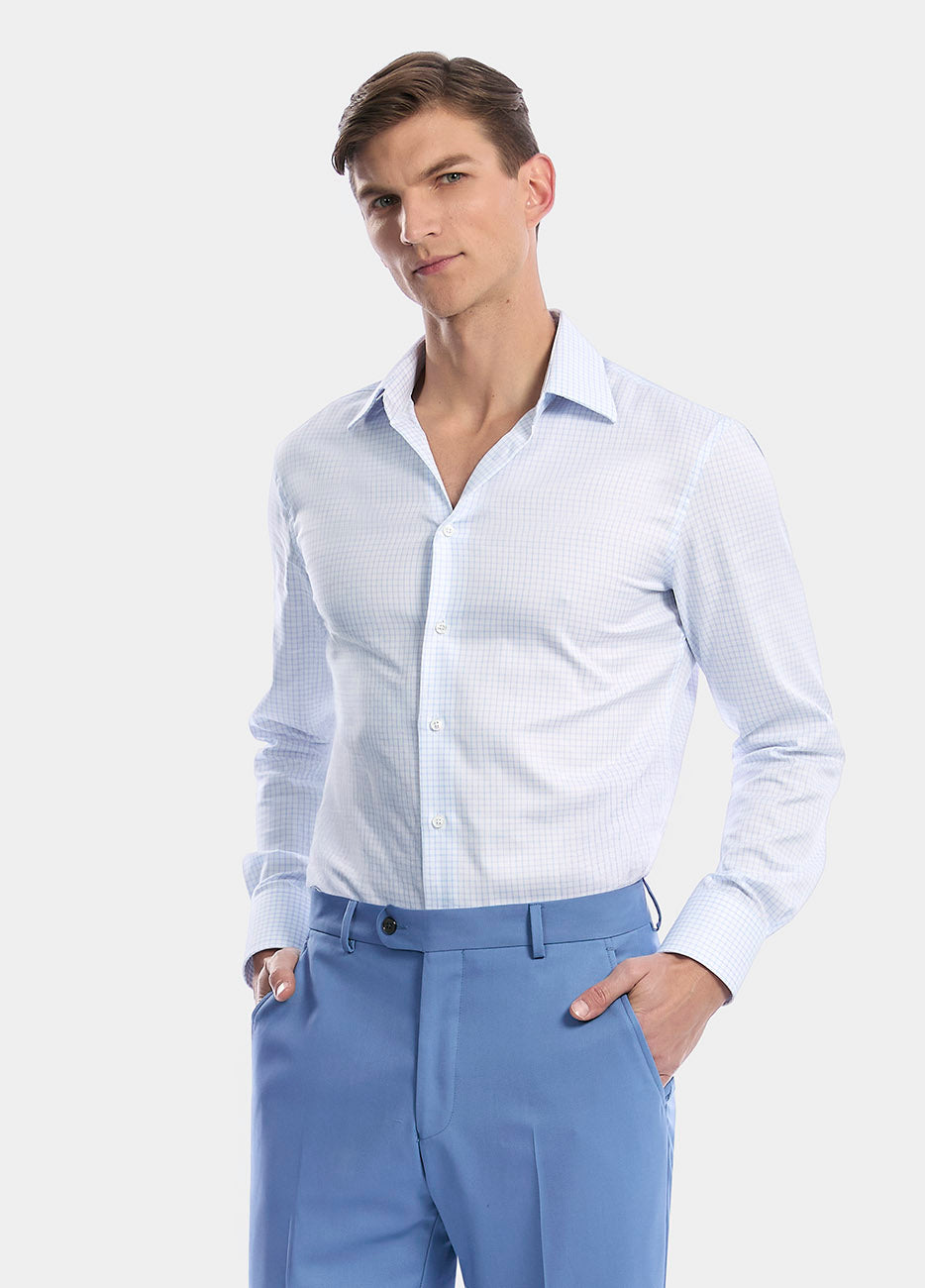 HAVOC Camisa De Pique Con Cuadro Azul De Fantasía Non Iron