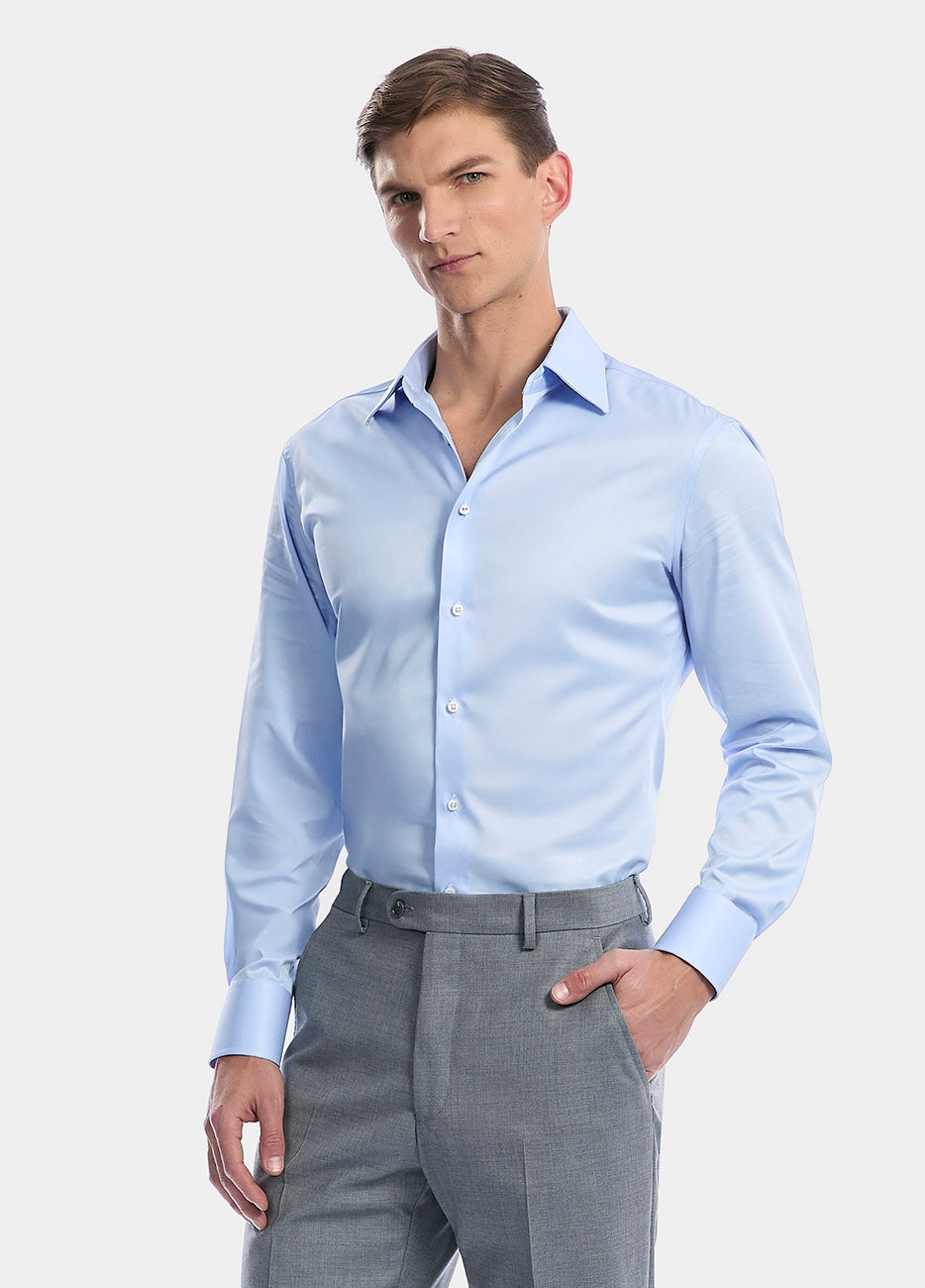 Camisa Lisa Azul 100% Algodon