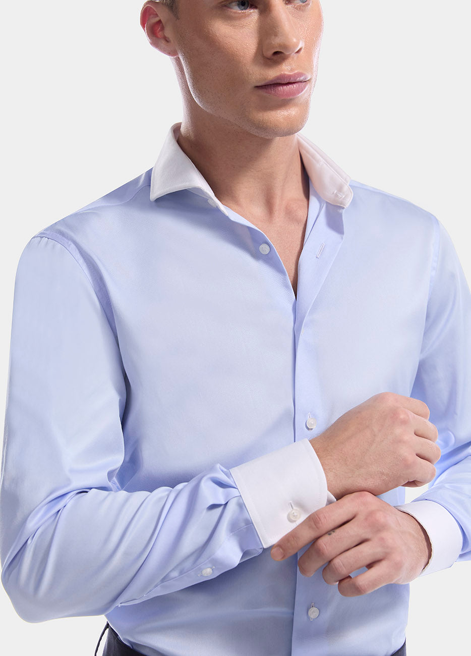 Camisa Lisa Azul 100% Algodon