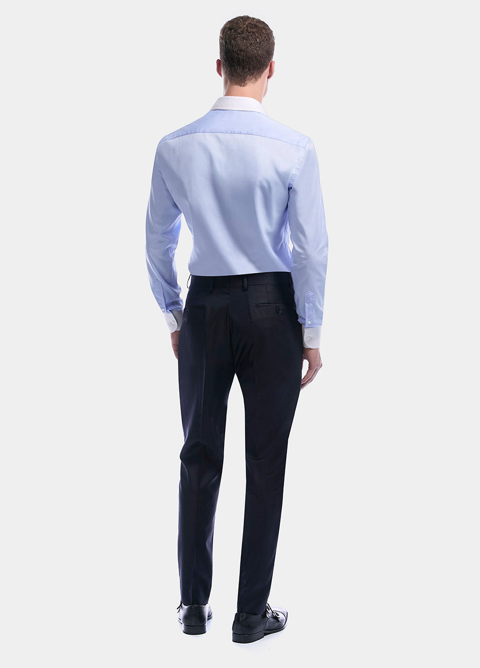Camisa Lisa Azul 100% Algodon