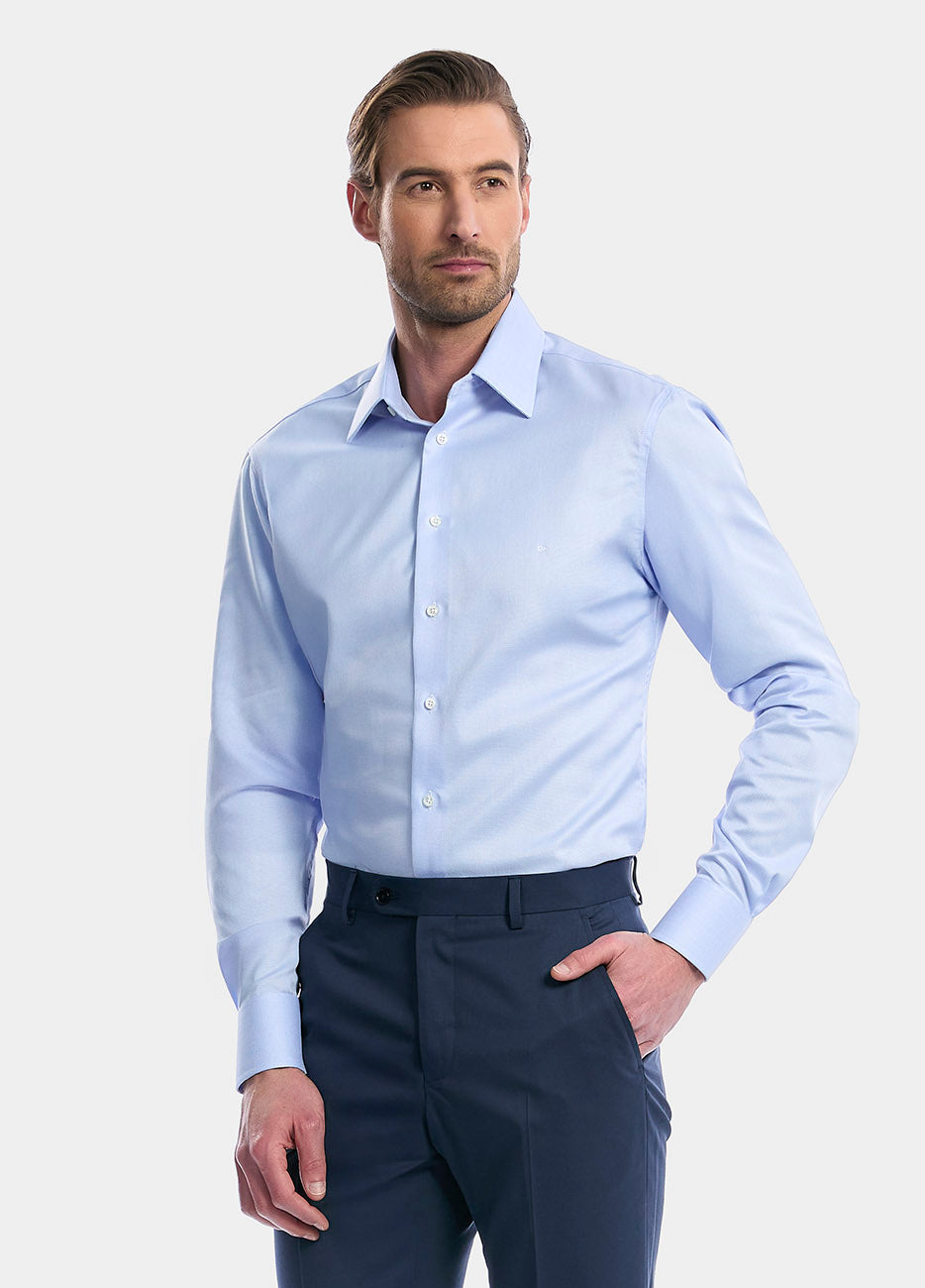 HAVOC Camisa Lisa Microdiseño Azul