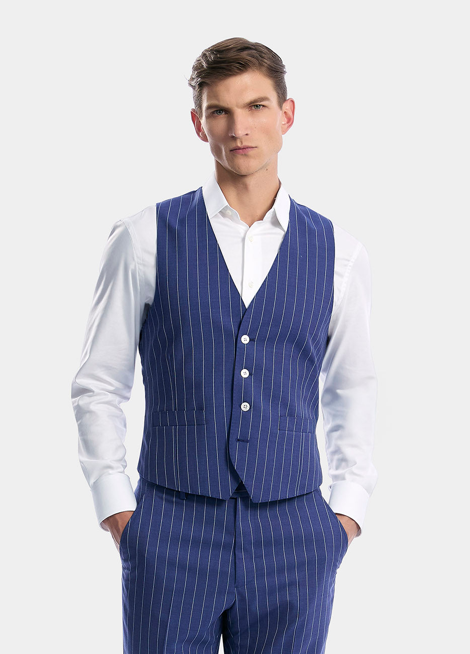 HAVOC Chaleco Raya Diplomatica Azul Indigo Y Blanco
