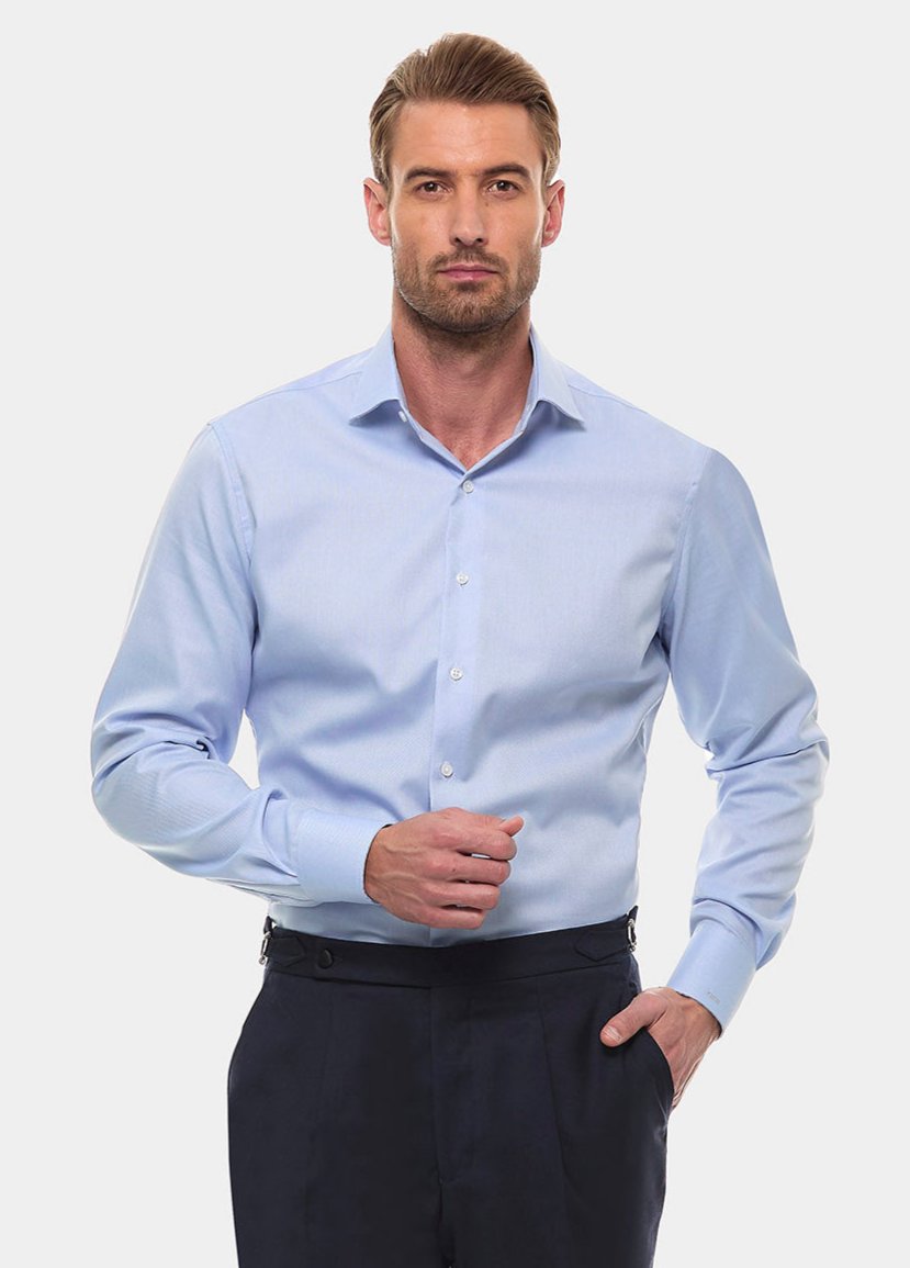 Havoc Camisa Celeste En Acabado De Piqué Fino Non Iron