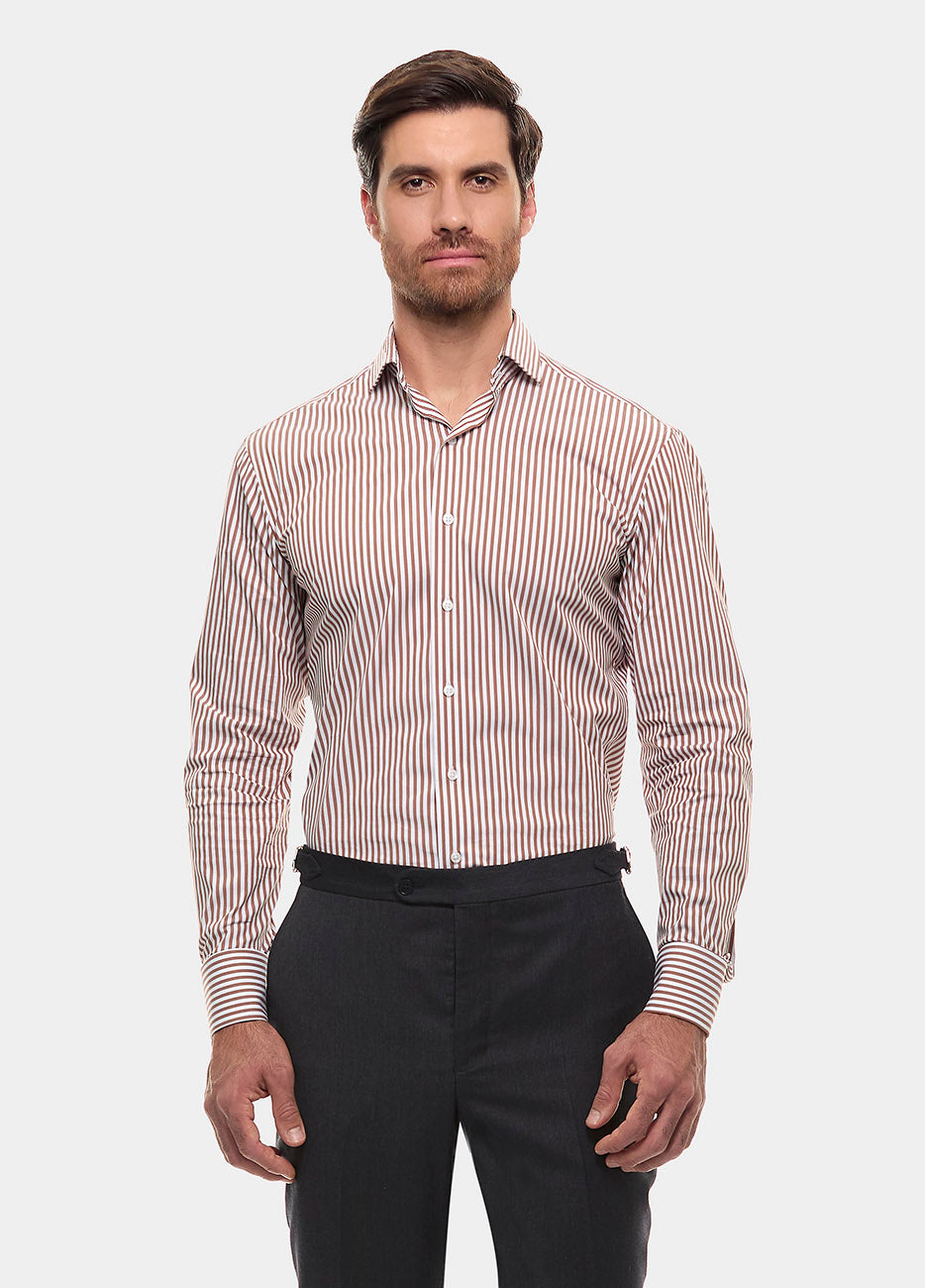 Camisa Rayas Cafe Ap| HAVOC