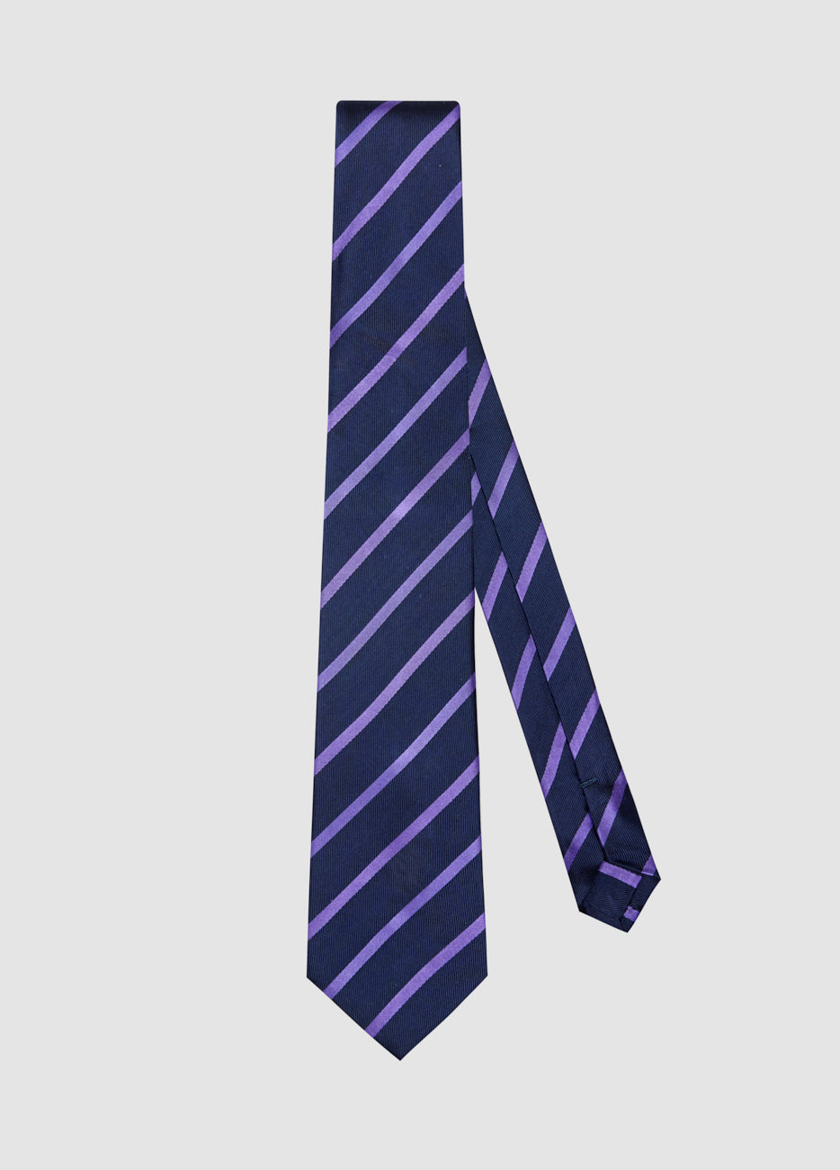 Corbata Azul Profundo Rayas A Contraste Moradas| HAVOC