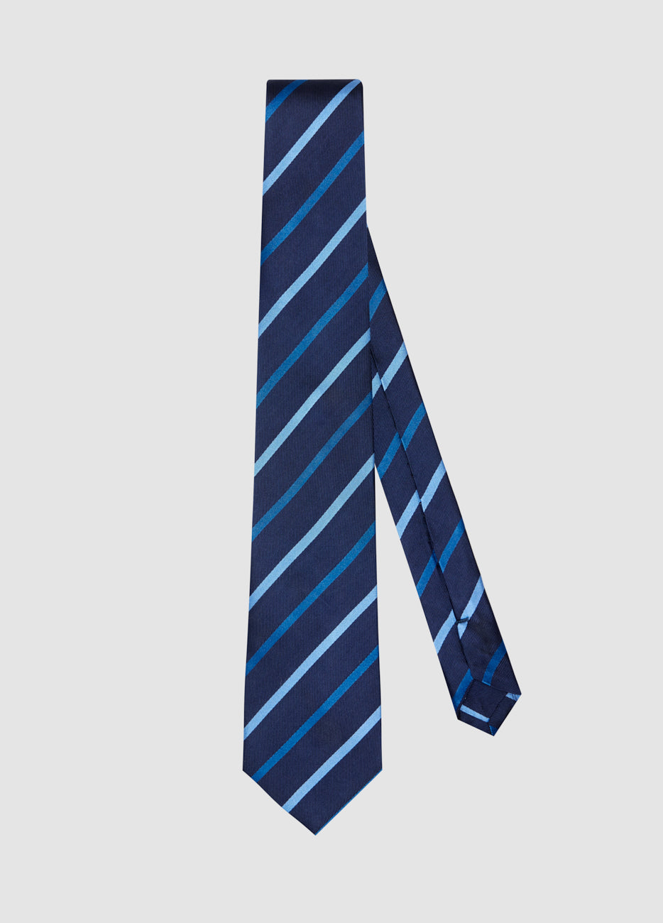 Corbata Azul Profundo Rayas A Contraste Azul| HAVOC