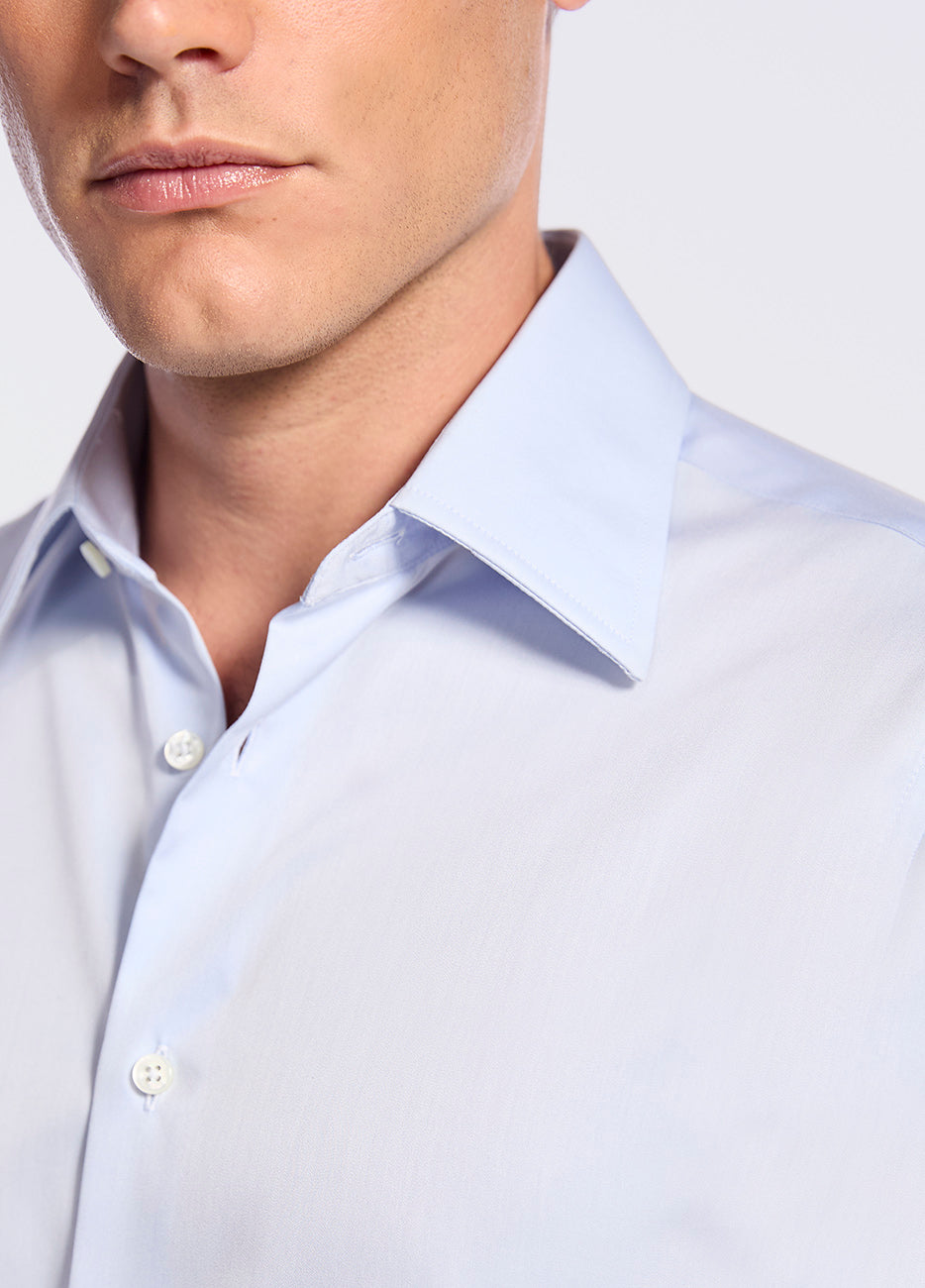 Camisa Azul Cielo. Liso. Twill 120/2. Wrinkle Free