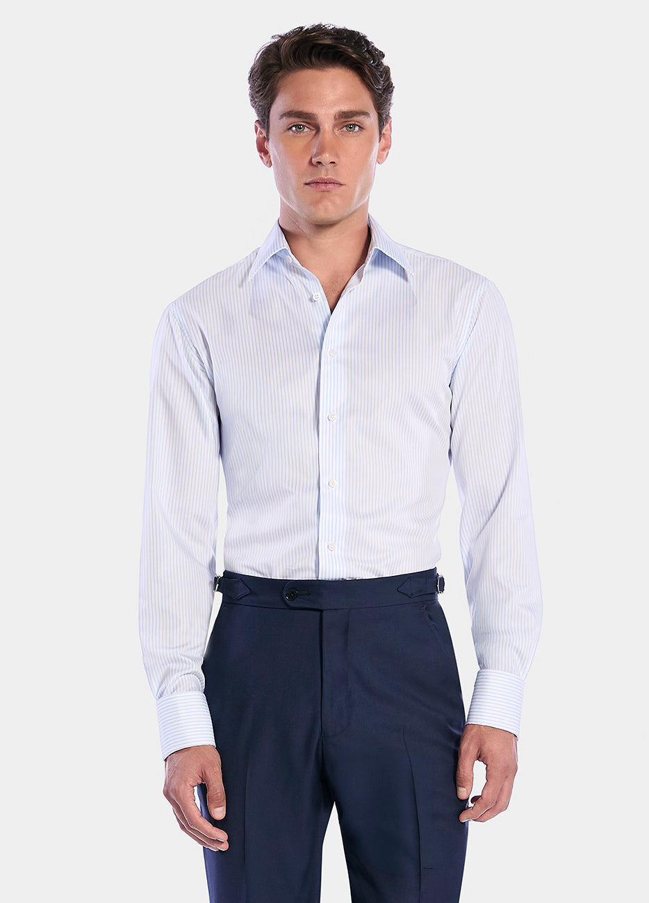 Camisa Azul Cielo Con Rayas Twill 70/1 Wrinkle Free