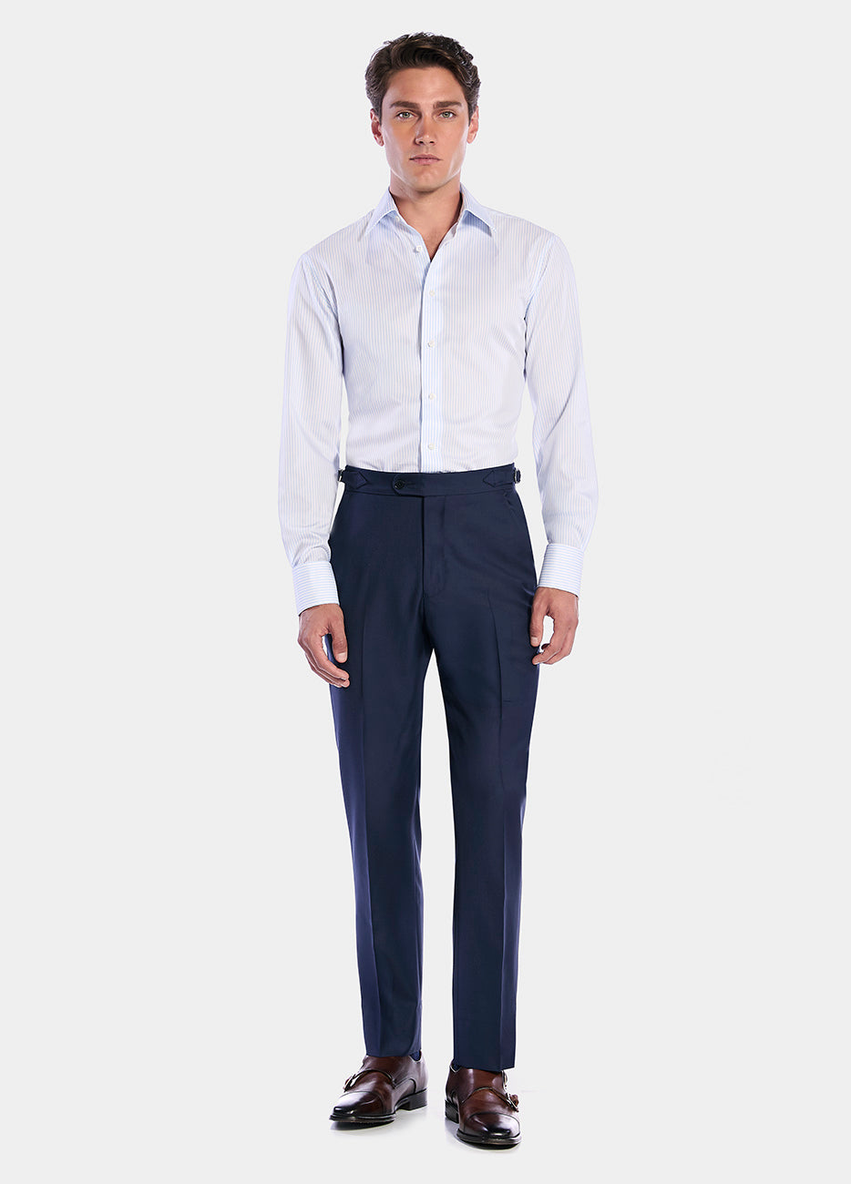 Camisa Azul Cielo Con Rayas Twill 70/1 Wrinkle Free