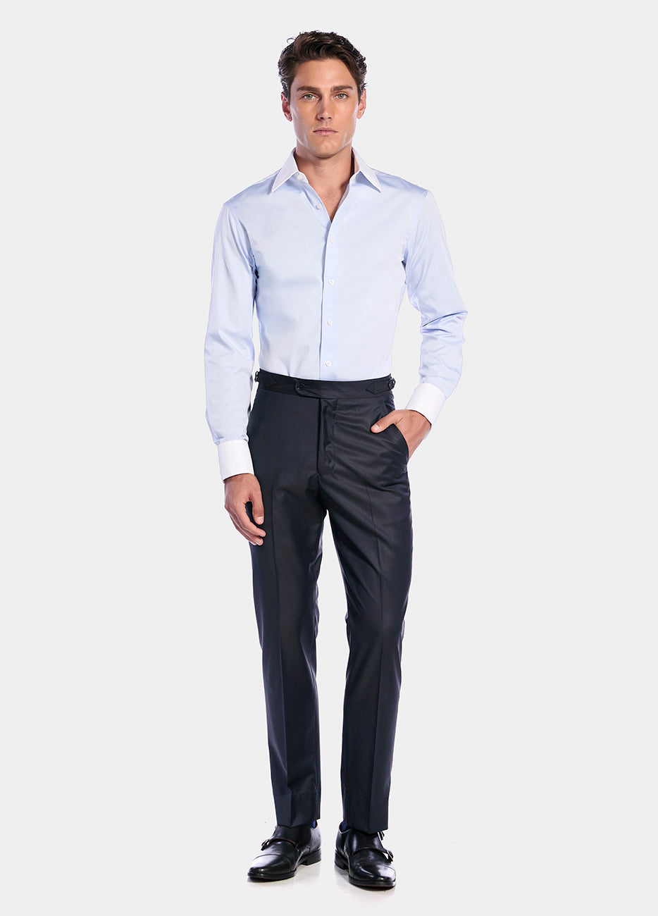 HAVOC Camisa Azul. Liso. Satin 70/1. Wrinkle Free