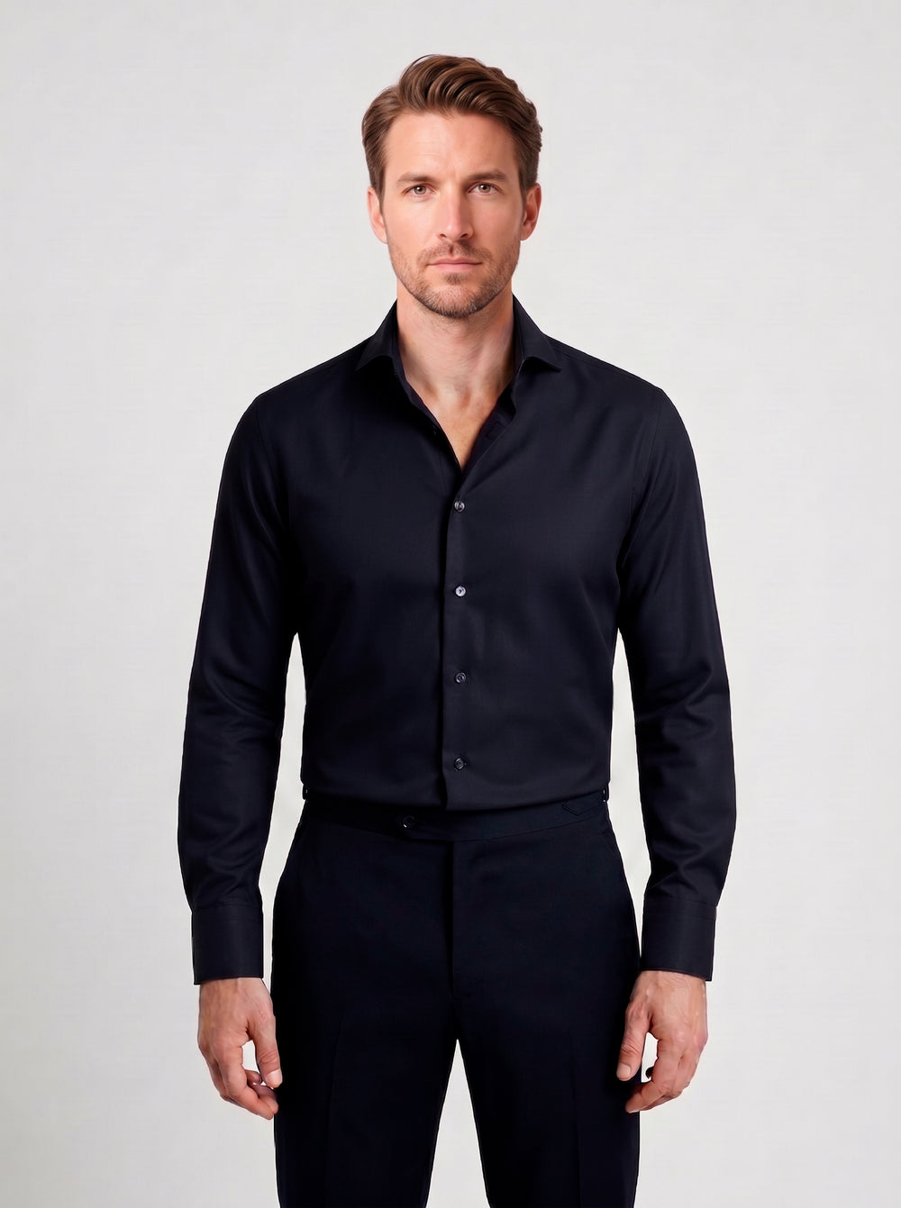 HAVOC Camisa Negro. Liso. Twill 100/2. Wrinkle Free