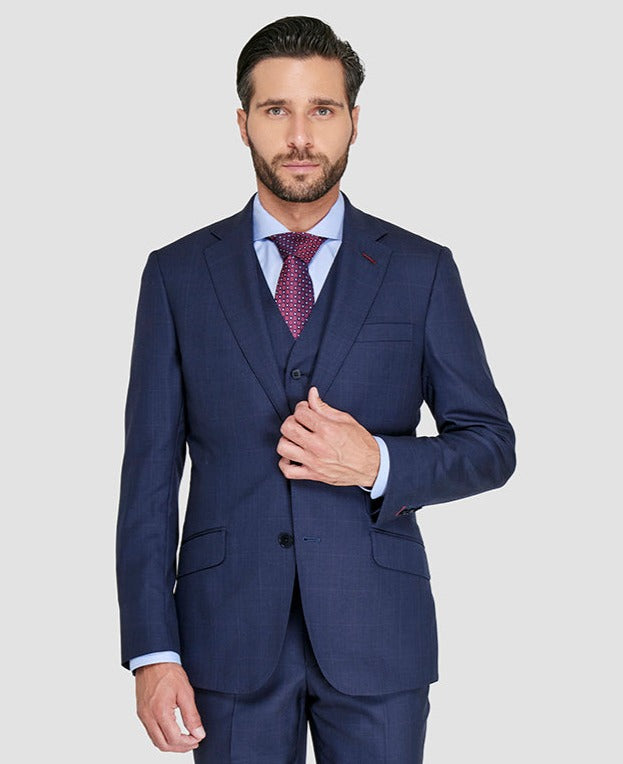 HAVOC Blazer Azul Cuadro Gales Con Contrastes En Rojo