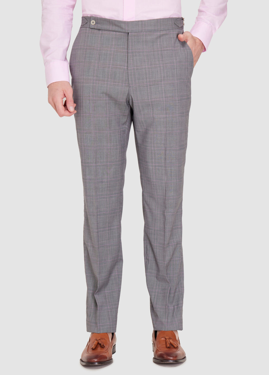 Pantalón Cuadro Gris Claro Con Lineas Rosas Y Negras Ap| HAVOC
