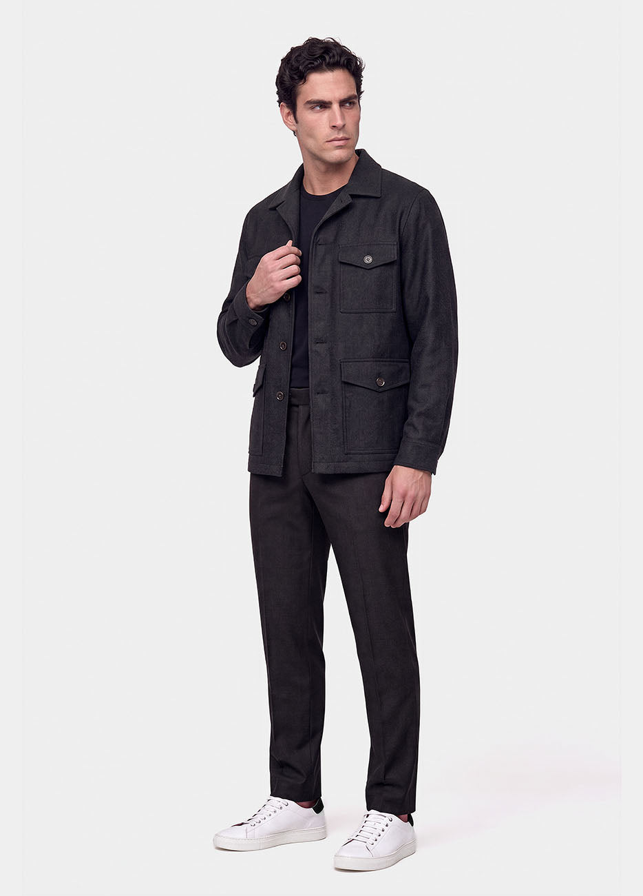 Sobrecamisa Gris Oxford Lana Super 110